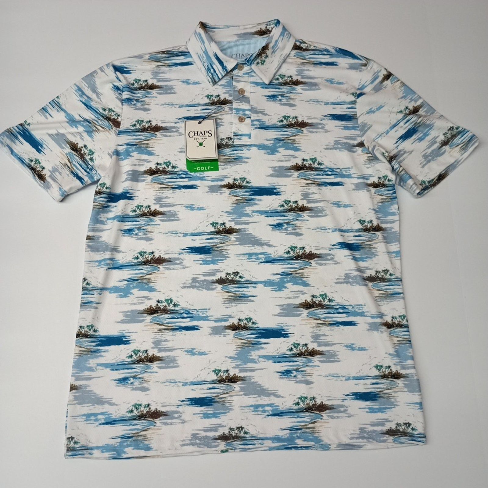 Chaps Chaps Printed Golf Polo Shirt Men's Size S White Stretch Size US S / EU 44-46 / 1 - 1 Thumbnail