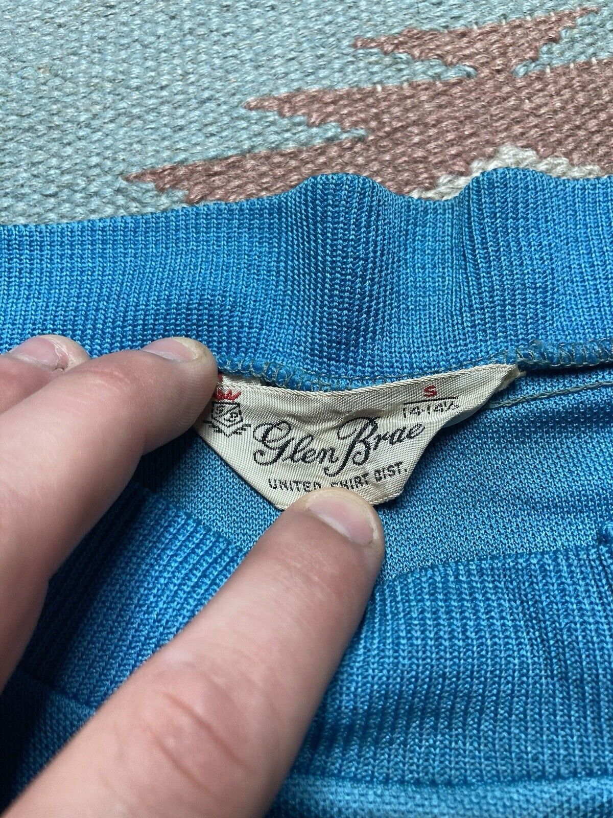 Vintage VTG 50s 60s shirt glen brae teal blue polyester nylon? Small Size US S / EU 44-46 / 1 - 3 Thumbnail