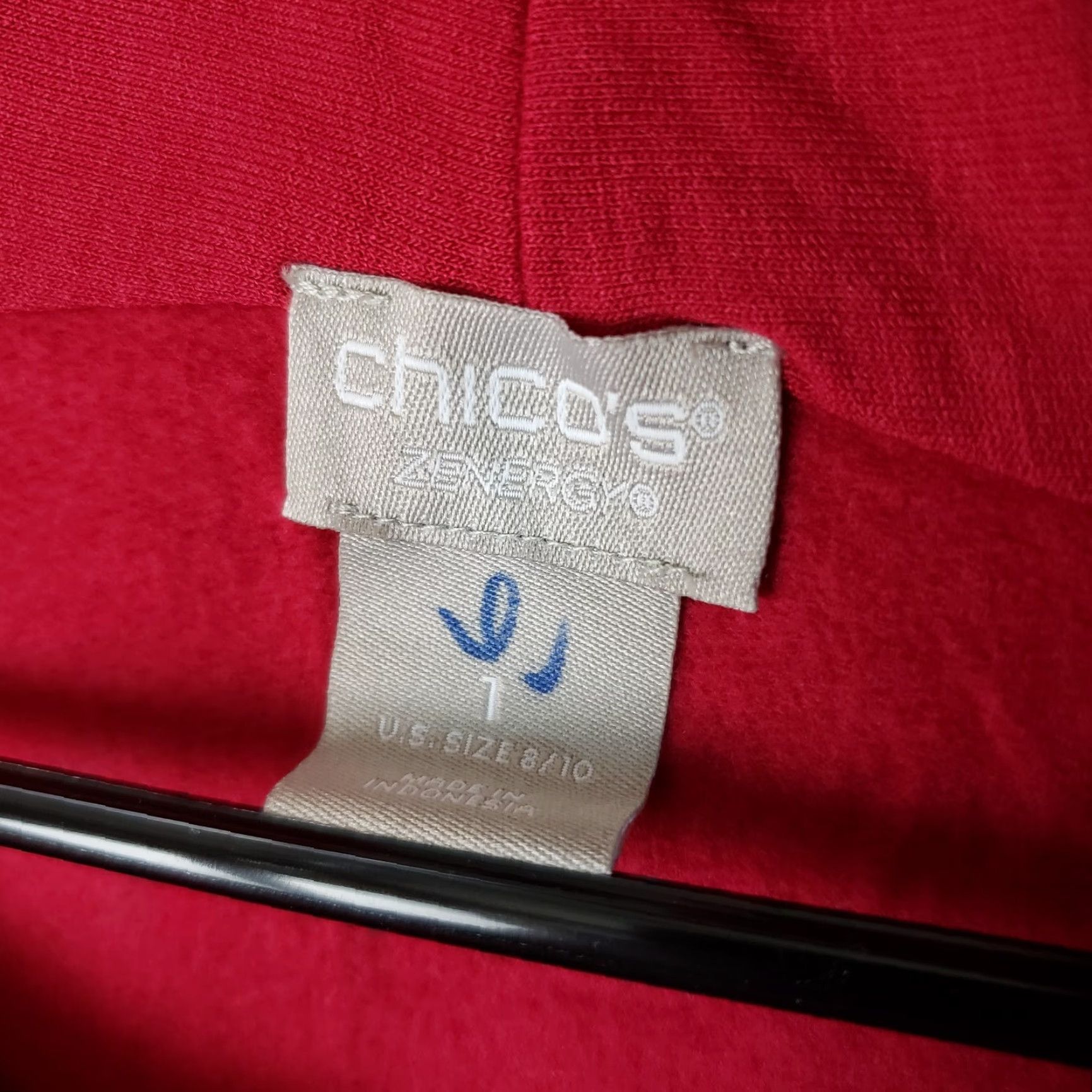 Vintage Chico's Zenergy Womens Blouse Shirt Long Sleeve Red Medium Draped Collar Rayon Blend Size M / US 6-8 / IT 42-44 - 6 Thumbnail