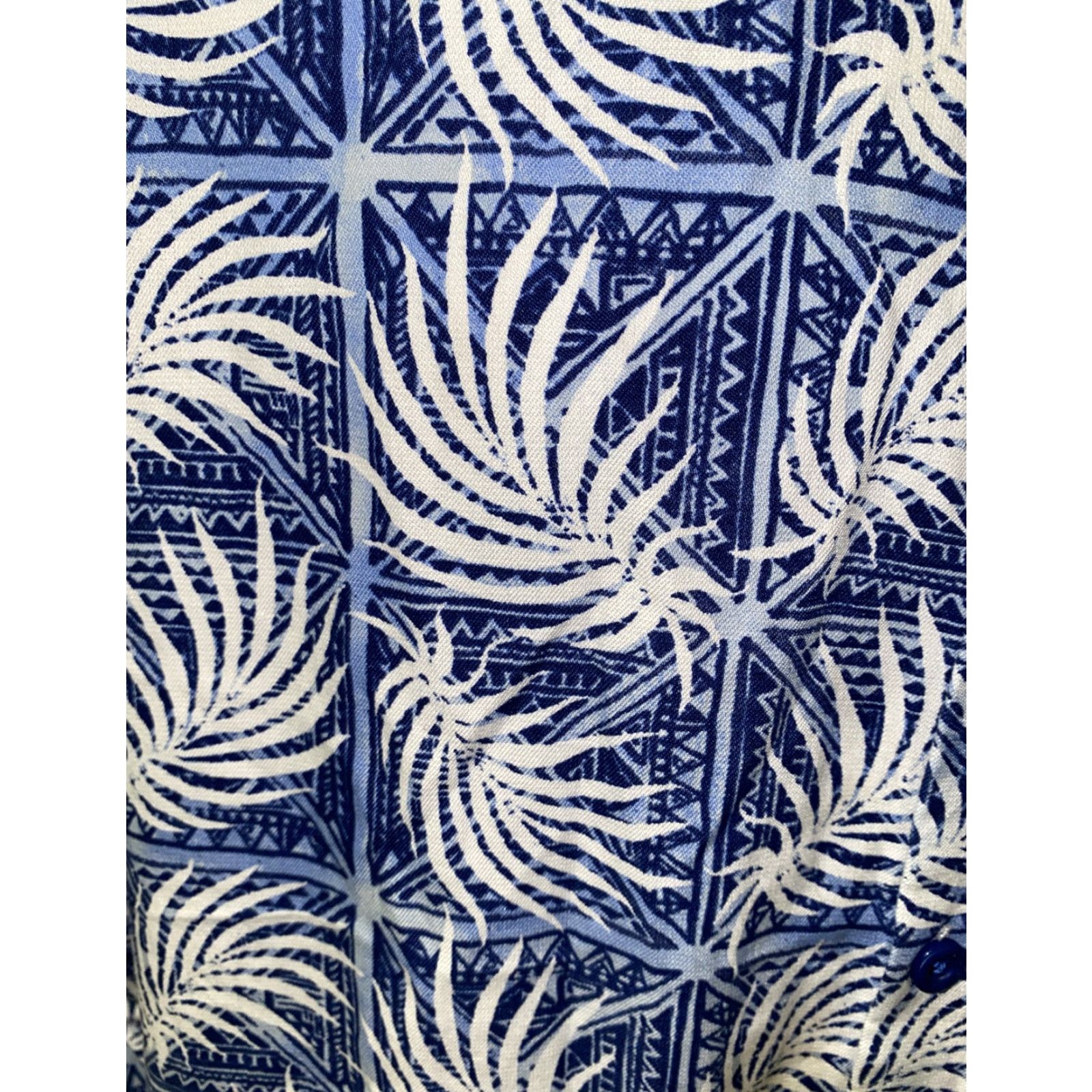 Nat Nast Nat Nast Mens Blue/White Graphic Button Front Shirt 2XL Regular Button-Down Collared Short Sleeve Silk Cotton Vintage No Size US XXL / EU 58 / 5 - 4 Thumbnail