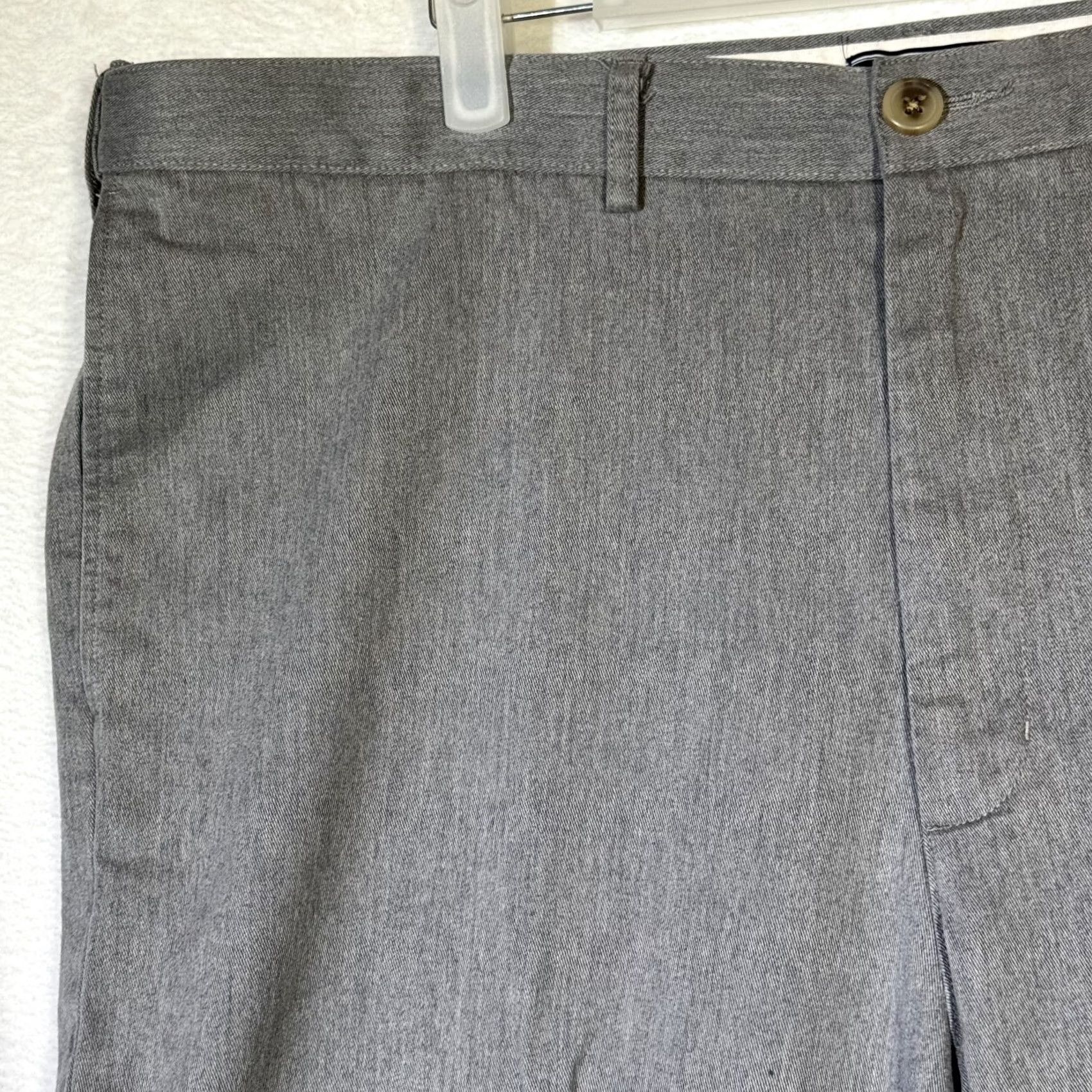 Lands' End Lands' End Men’s Gray 100% Cotton Straight-Leg Pants, Size 42, Classic Dress Pants, Regular - Men’s, Gray, 27 Inseam, 42 Waist Size US 42 / EU 58 - 4 Thumbnail