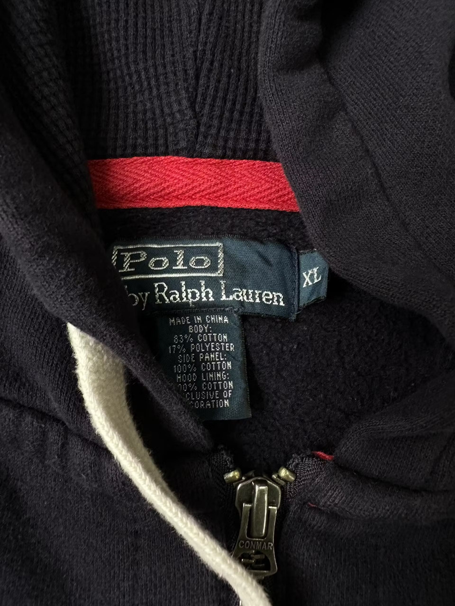 Polo Ralph Lauren × Ralph Lauren × Vintage Vintage Polo Ralph Lauren Big Logo Navy Heavy Zip Hoodie Size US XL / EU 56 / 4 - 10 Thumbnail