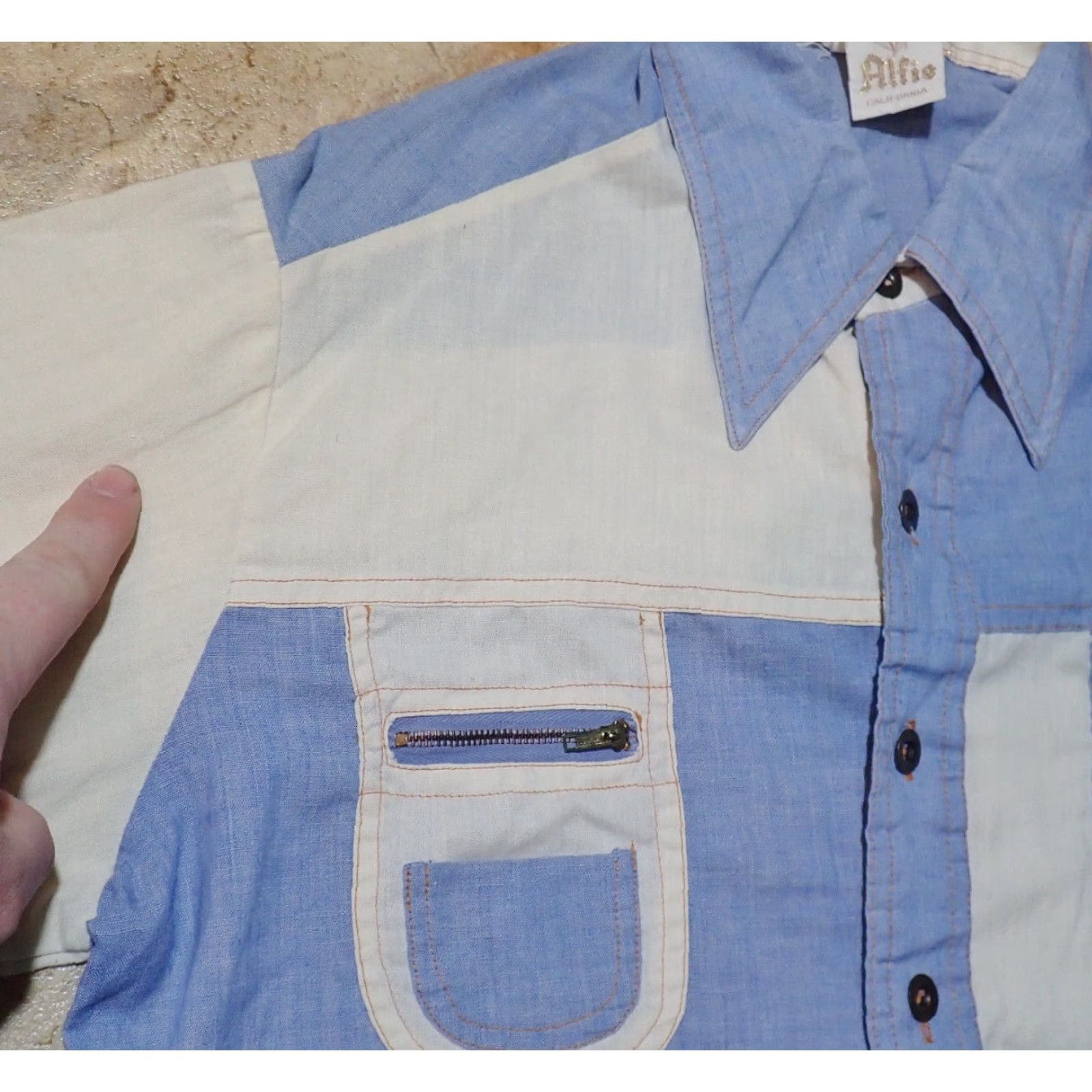 Vintage VINTAGE Alfie California Mens 2 Tone Button Shirt M Blue White Unique Dagger Collar Size US M / EU 48-50 / 2 - 6 Thumbnail