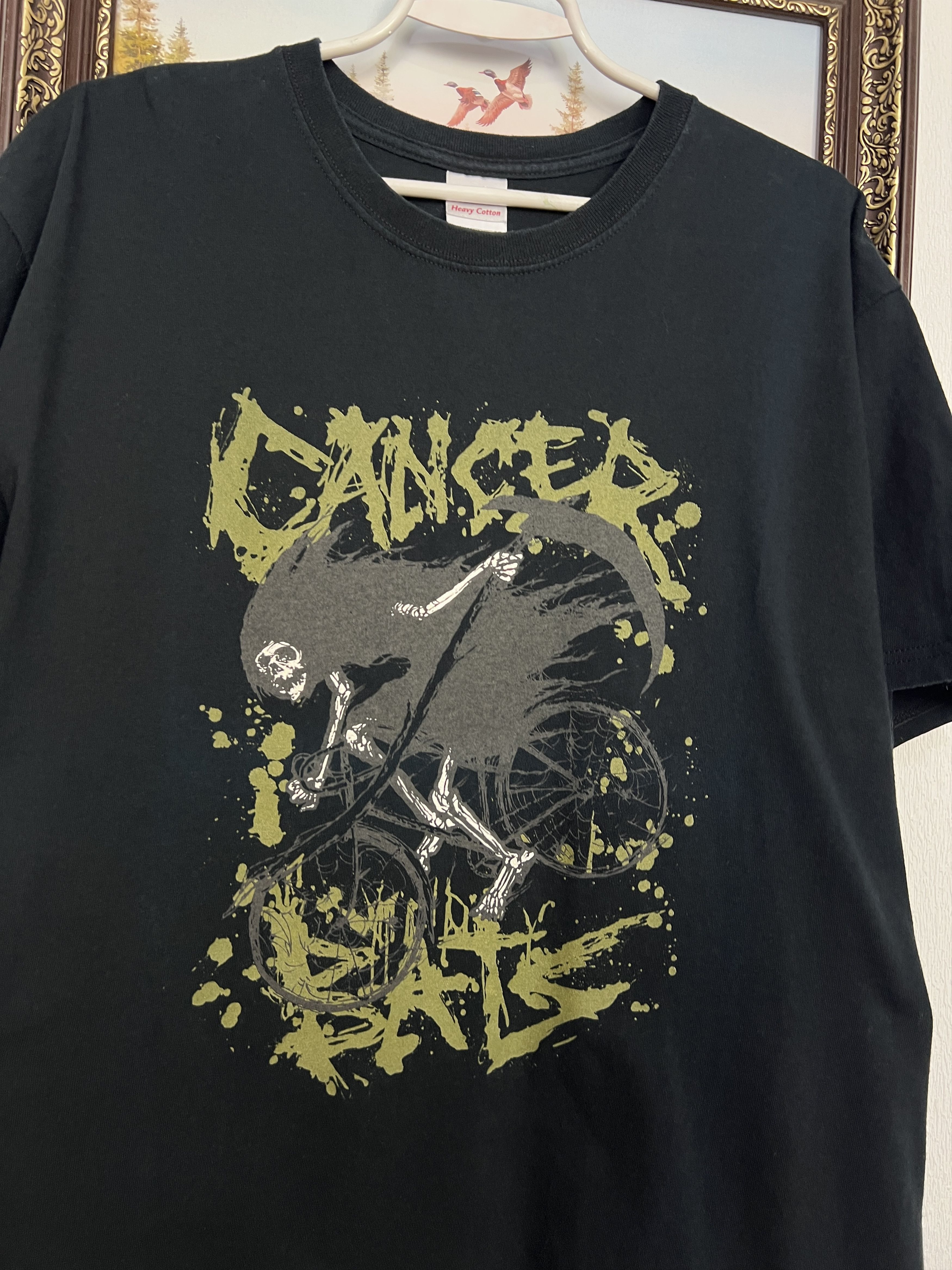 Vintage Cancer Bats Black Metal Bicycle Over Print Tee Shirt Rare Size US L / EU 52-54 / 3 - 3 Thumbnail