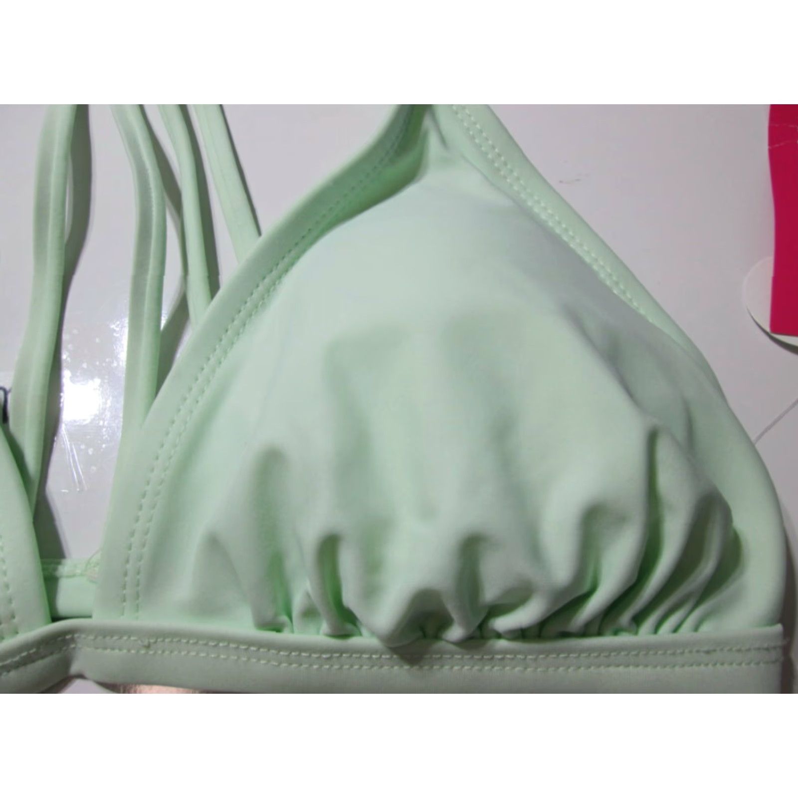 Vintage Xhilaration Top Women L Bikini Light Mint Triangle Lined Racerback Size L / US 10 / IT 46 - 4 Thumbnail