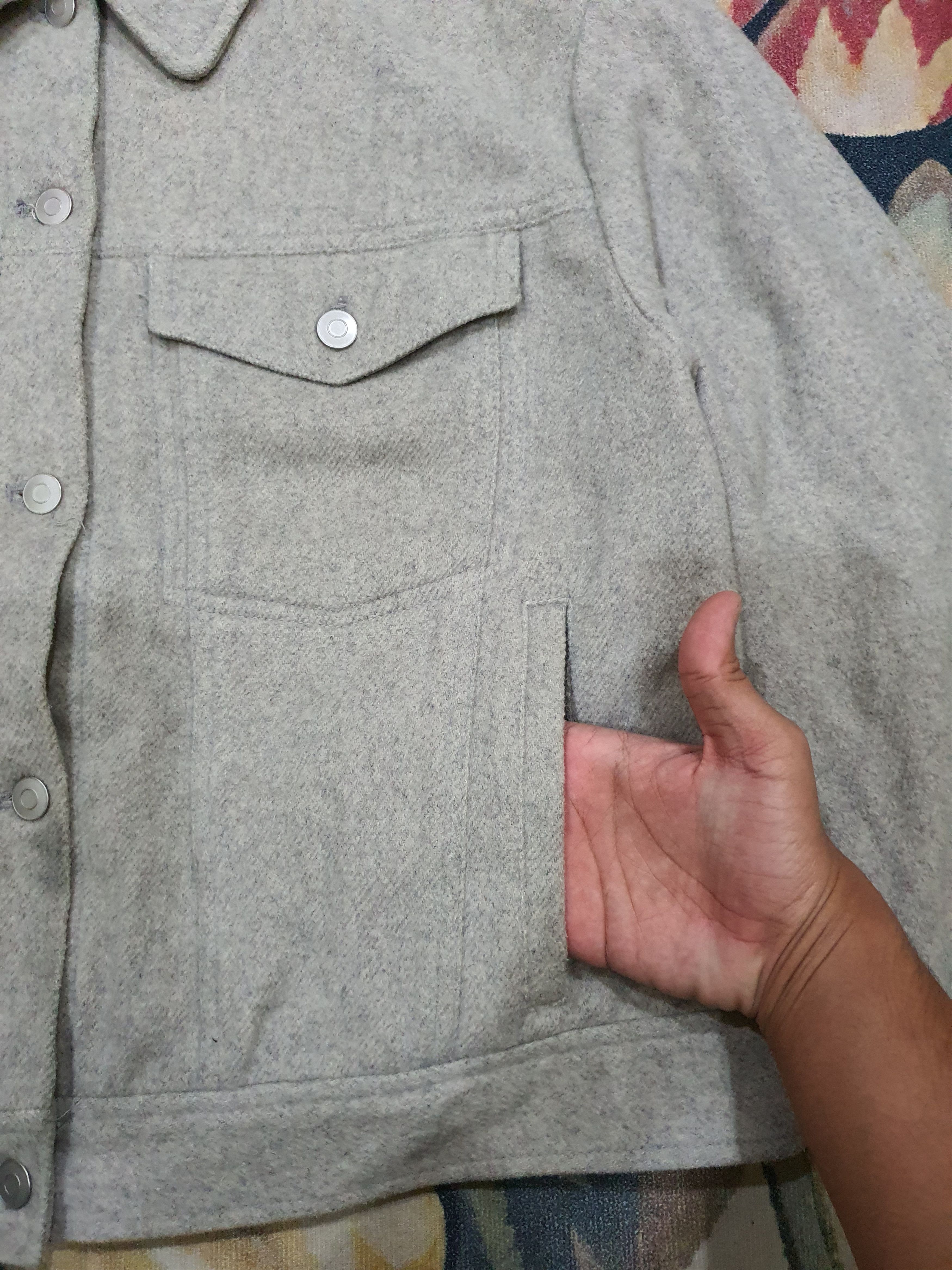 Gap Gap grey felted trucker jacket Size US L / EU 52-54 / 3 - 5 Thumbnail