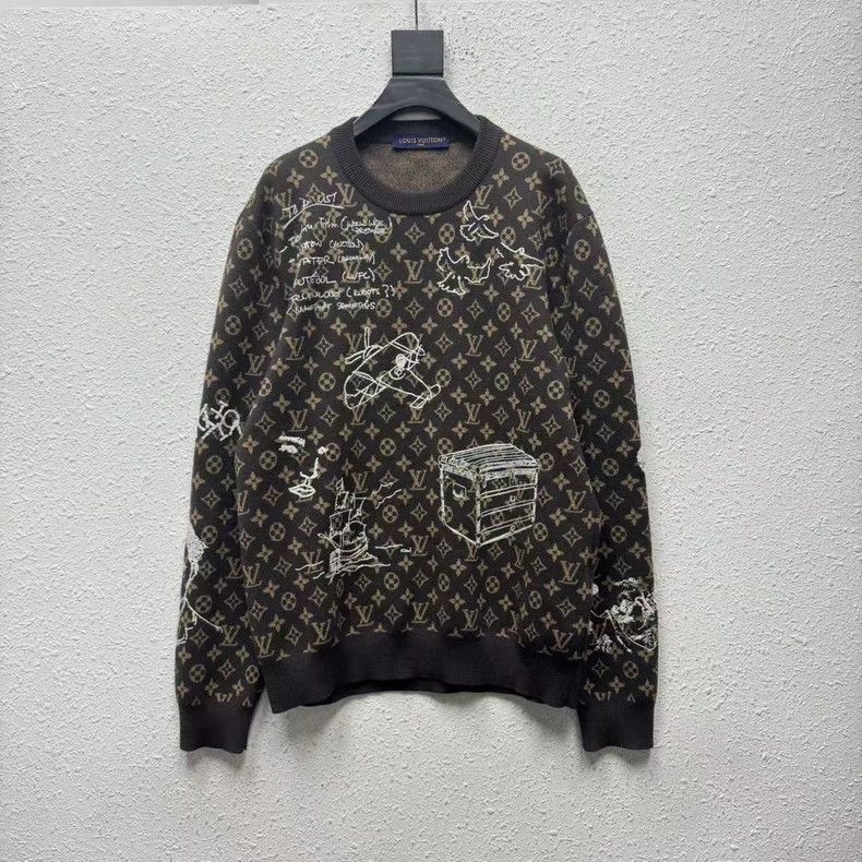 Louis Vuitton Louis Vuitton FW23 Logo Graffiti Full Print Knit Sweatshir Size US L / EU 52-54 / 3 - 1 Thumbnail