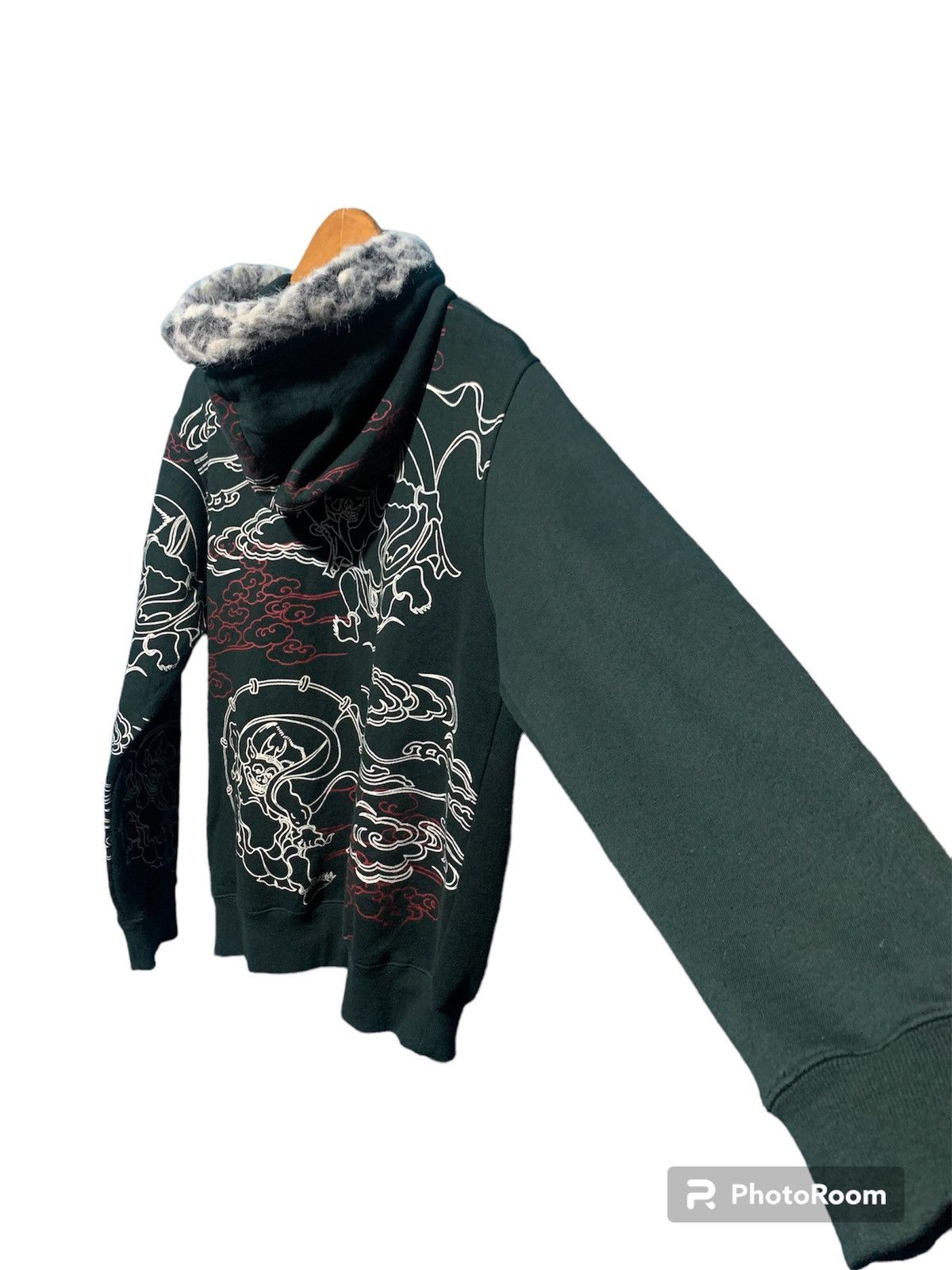 If Six Was Nine × Japanese Brand × Le Grande Bleu (L.G.B.) Sukajan fujin raijin fur hoodie over printed japanese style Size US L / EU 52-54 / 3 - 9 Thumbnail