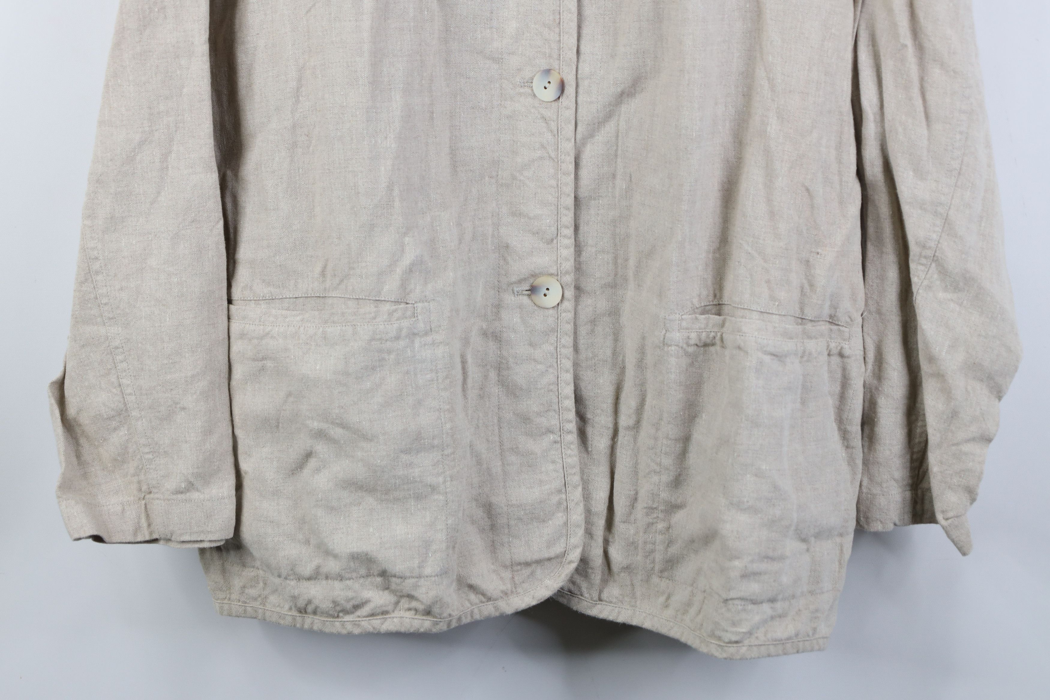 Gap Vintage 90s Gap Linen Button Pocket Jacket Oatmeal Brown Size M / US 6-8 / IT 42-44 - 3 Thumbnail
