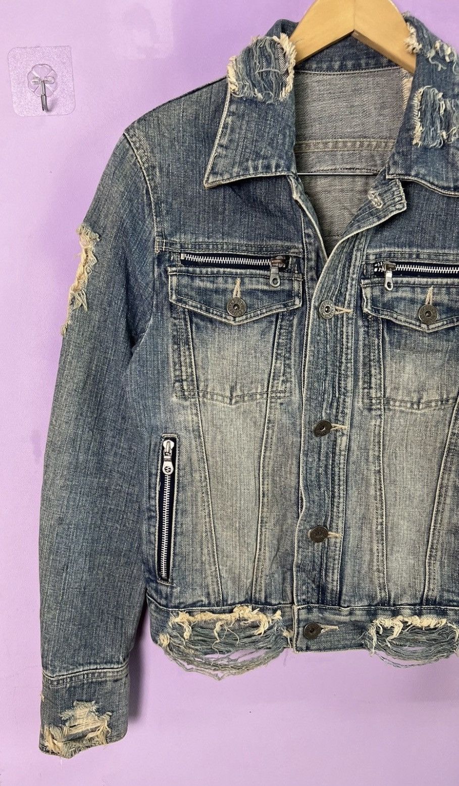 If Six Was Nine 🔥Rare Deadly Jester Distressed Denim Jacket Size US XS / EU 42 / 0 - 5 Thumbnail