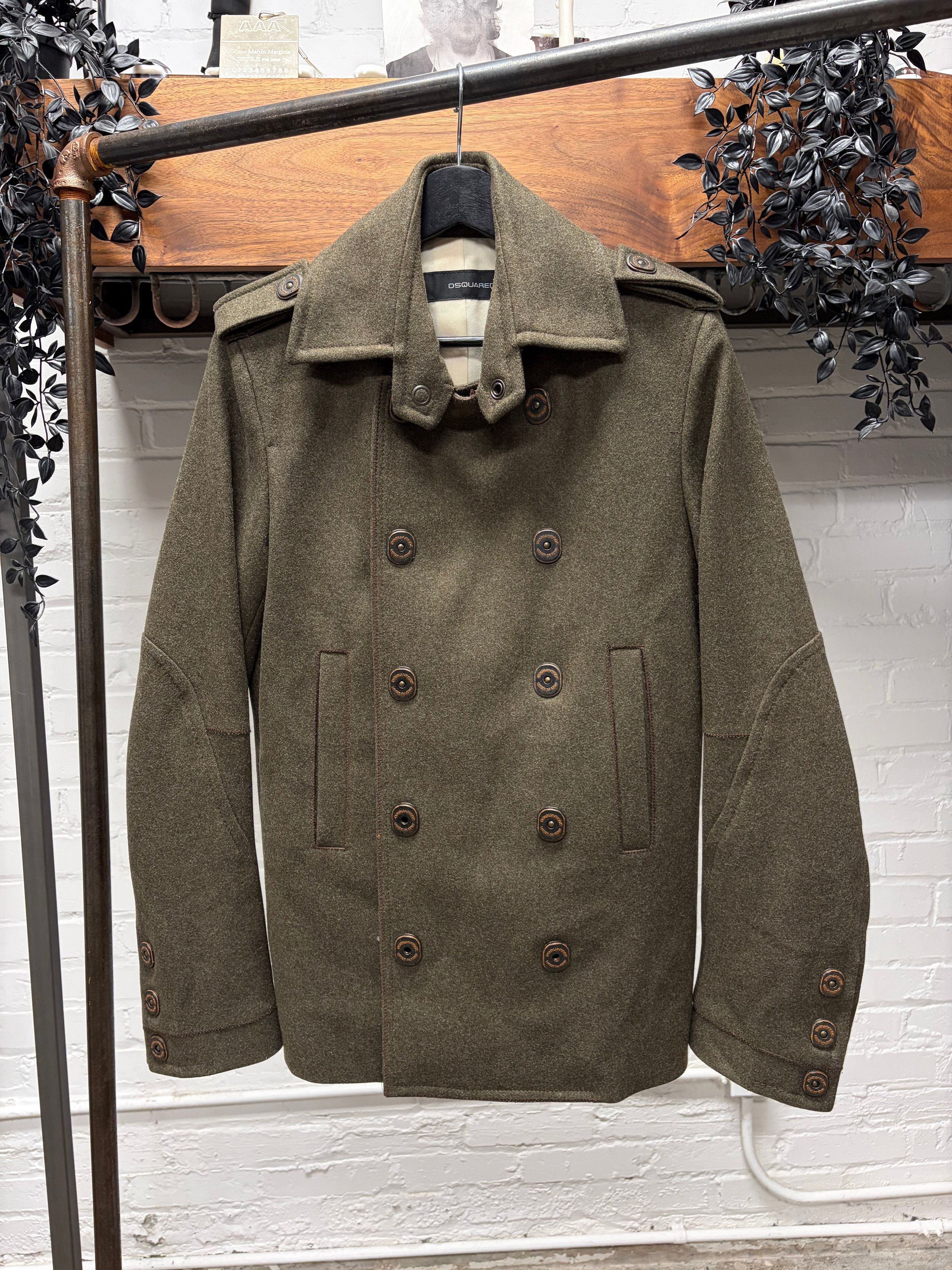 Dsquared2 2000s Dsquared2 Heavy Wool Military Green Coat Size US L / EU 52-54 / 3 - 1 Thumbnail