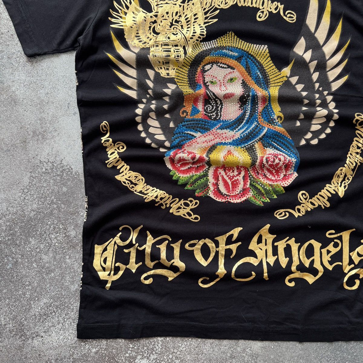 Ed Hardy Christian Audigier Virgin Maria Rhinestones Y2K T-Shirt Size US M / EU 48-50 / 2 - 6 Thumbnail