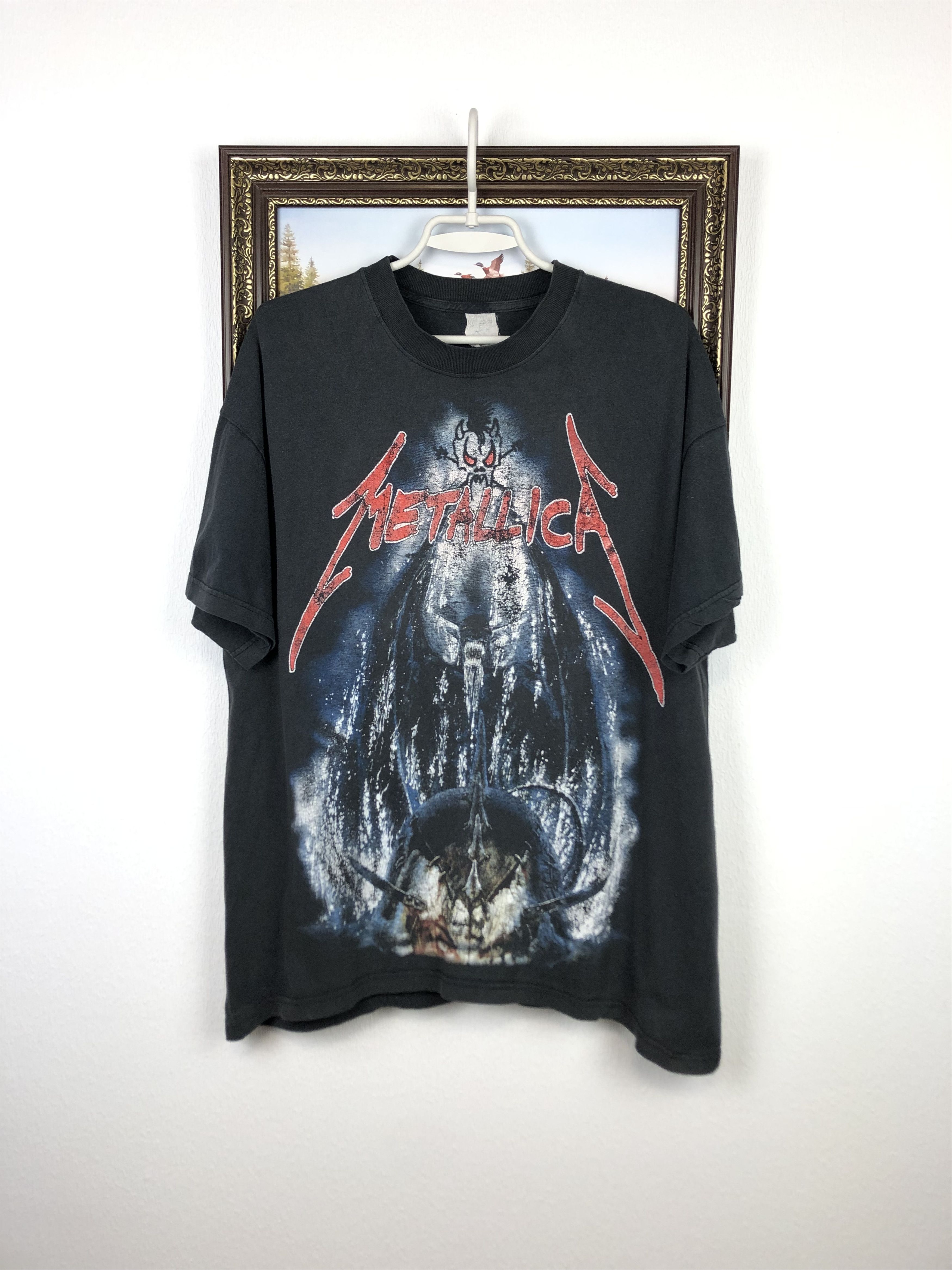 Vintage 90' Metallica Demon Black Shirt Metal Tee Over Print