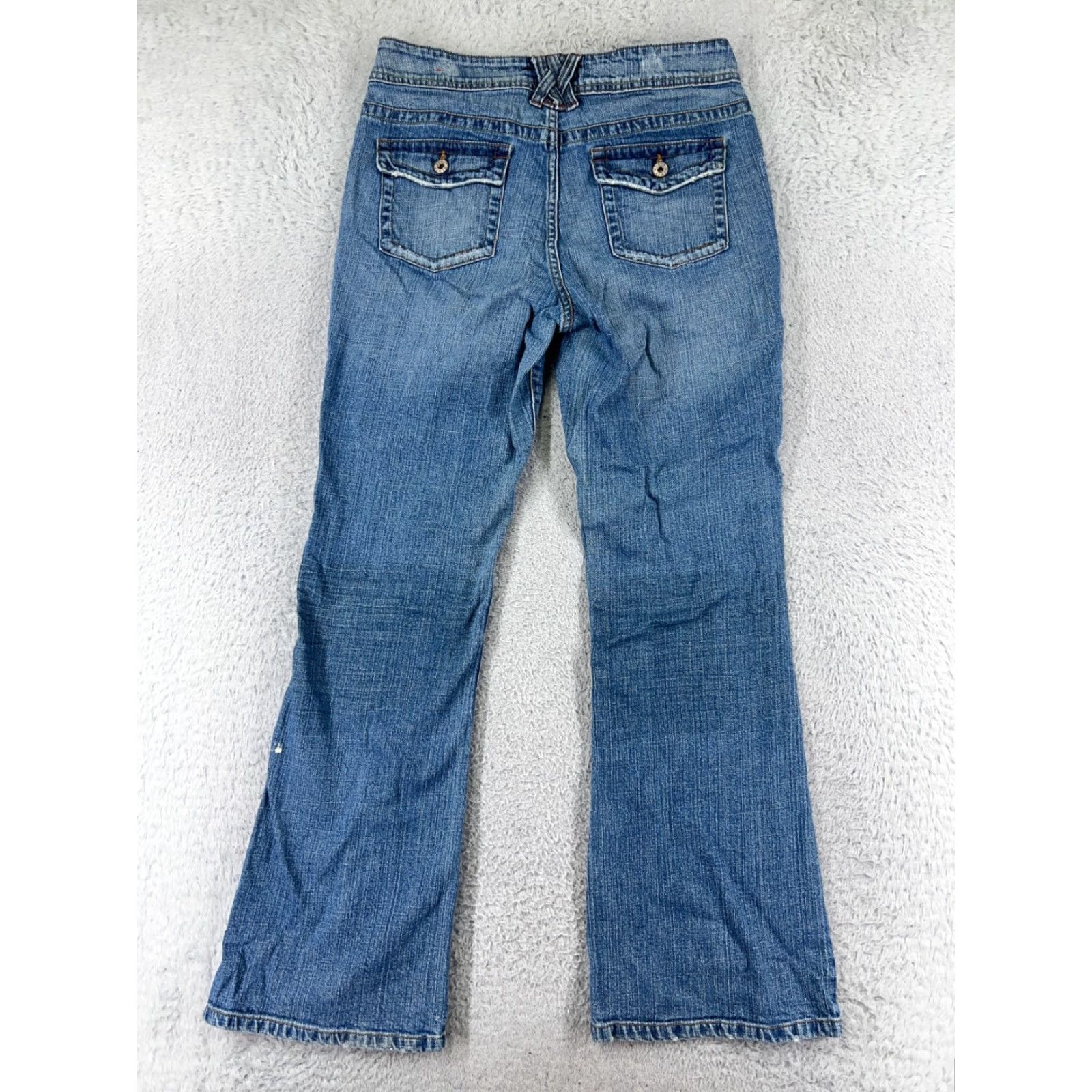 Jordache Kikit Jeans Womens 8 Blue Denim Flared Distressed 5-Pocket Cotton By Jordache Adults Regular Size 8 Womens Size 30" / US 8 / IT 44 - 2 Thumbnail