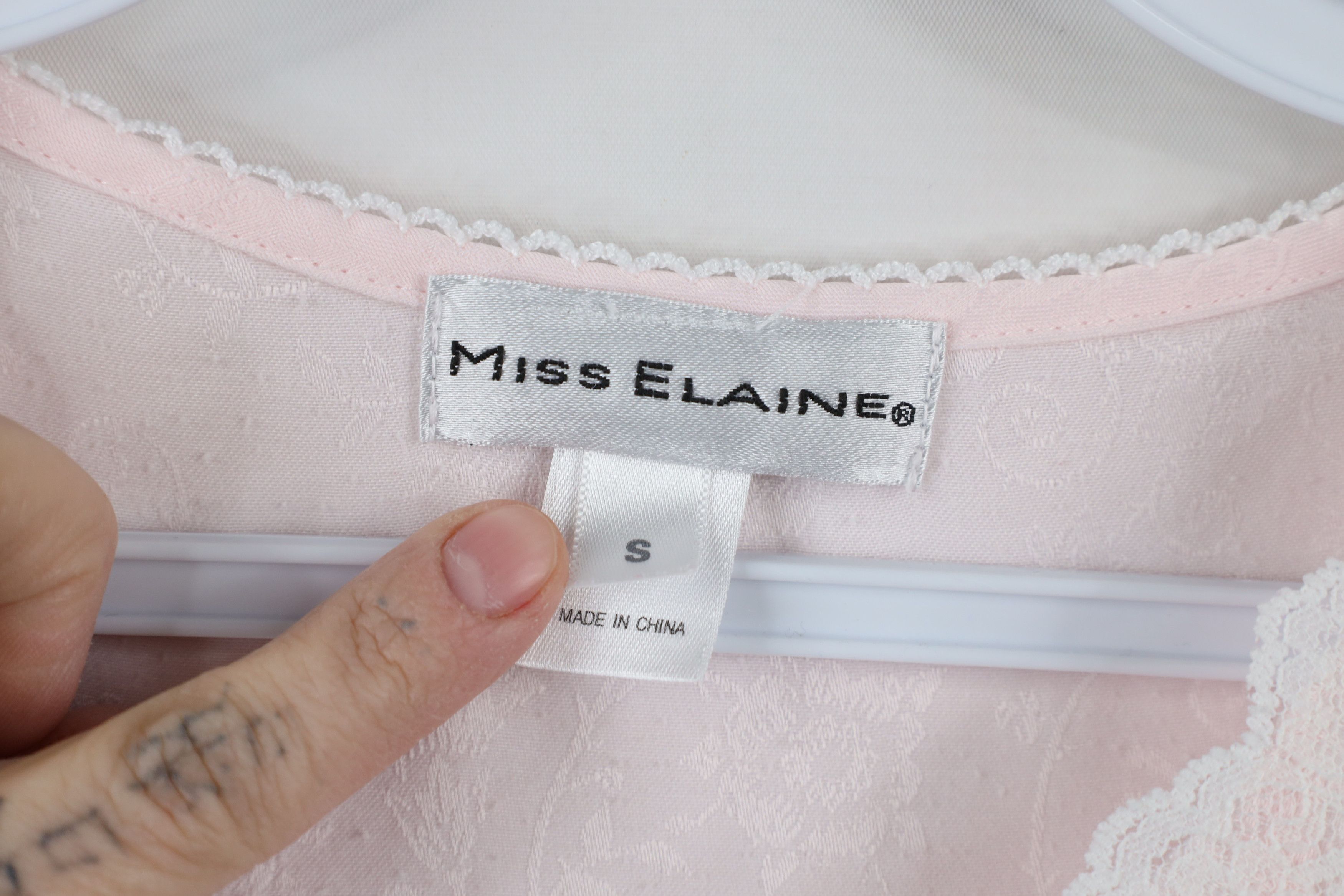 Vintage Vintage 90s Miss Elaine Lace Long Sleeve Night Gown Pink Size S / US 4 / IT 40 - 7 Thumbnail