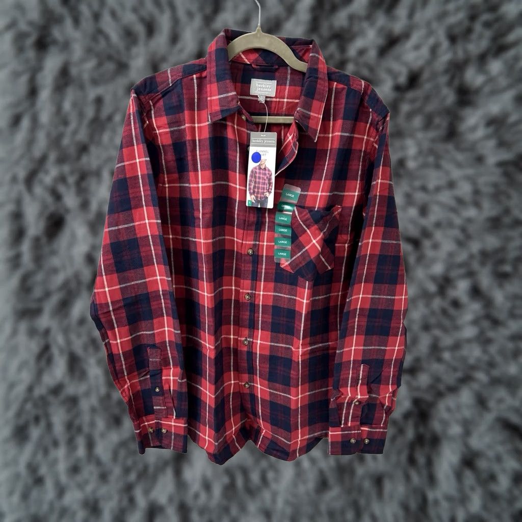 Vintage Berkley Jensen Shirt Mens L Red Plaid Flannel Button Down Long Sleeve NWT Size US L / EU 52-54 / 3 - 1 Thumbnail