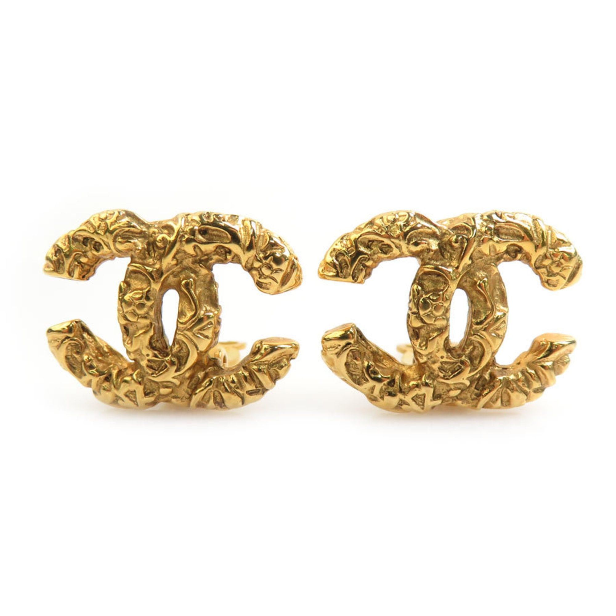 CHANEL Coco Mark Metal Gold Earrings for Women e61469i
