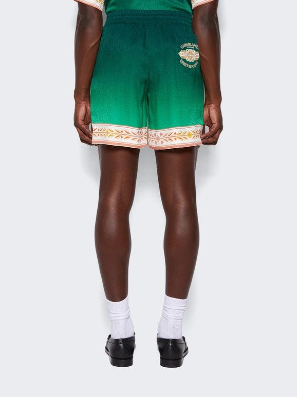Casablanca o1mle0326 Drawstring Silk Shorts Unity Is Power in Green Size US 34 / EU 50 - 5 Thumbnail