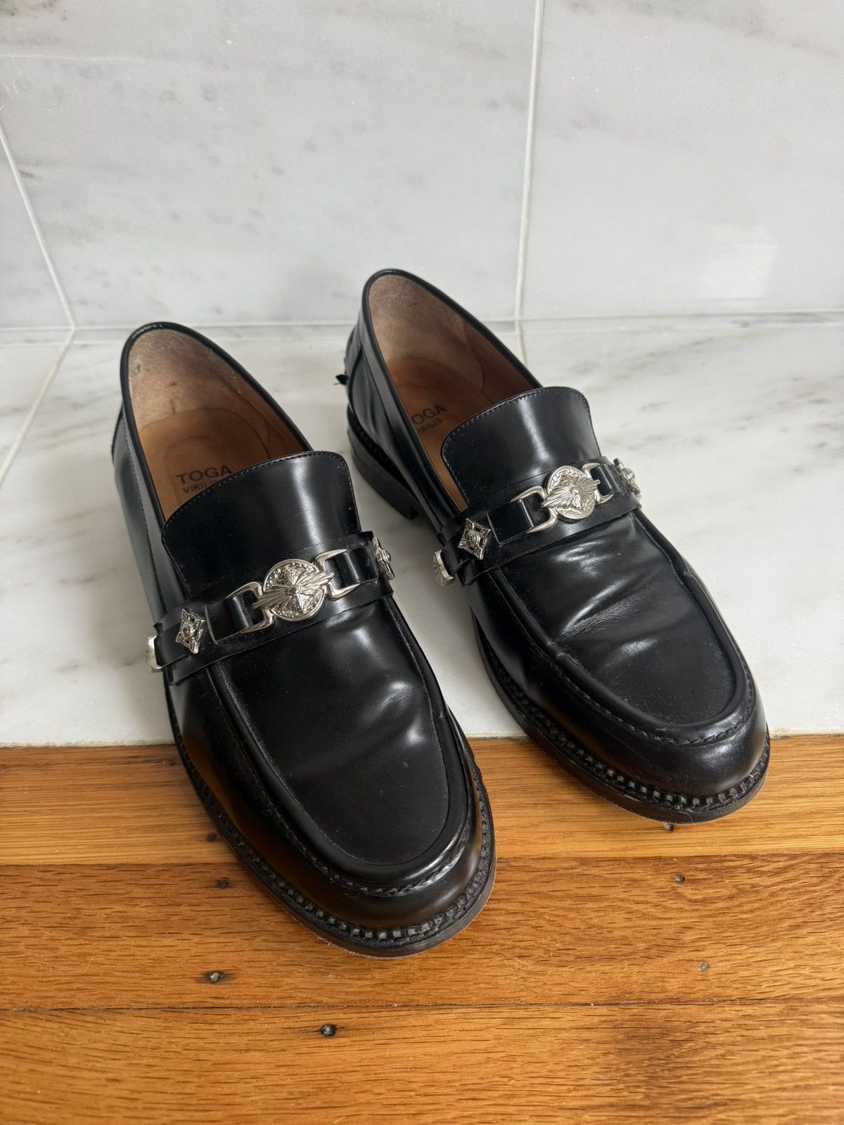 TOGA VIRILIS Toga Virgilis buckle strap leather loafers Size US 12 / EU 45 - 1 Thumbnail