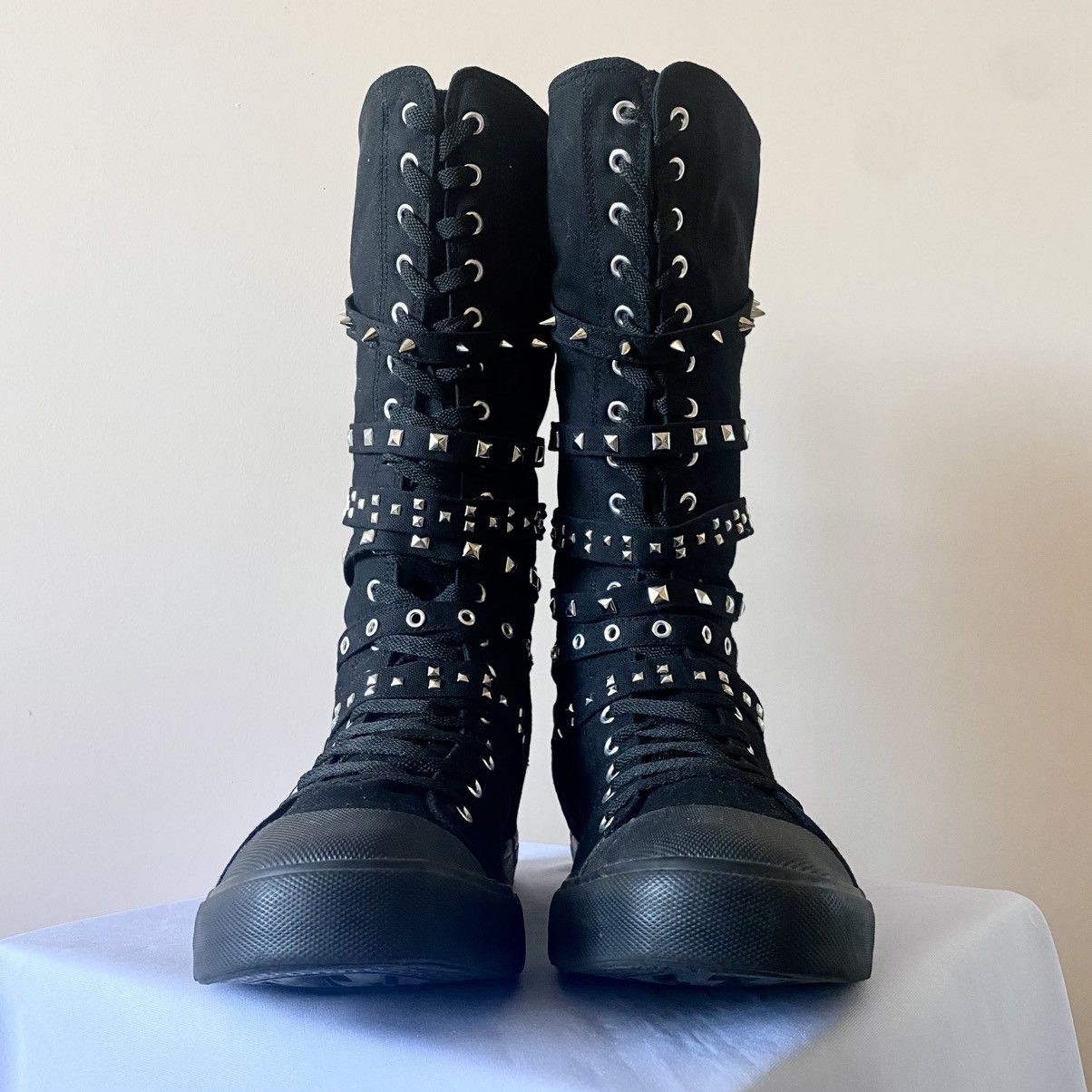 Demonia Cult Punk Gothic Bandage Studded Knee High Boxing Tripp NYC Shoes Size US 13 / EU 46 - 3 Thumbnail