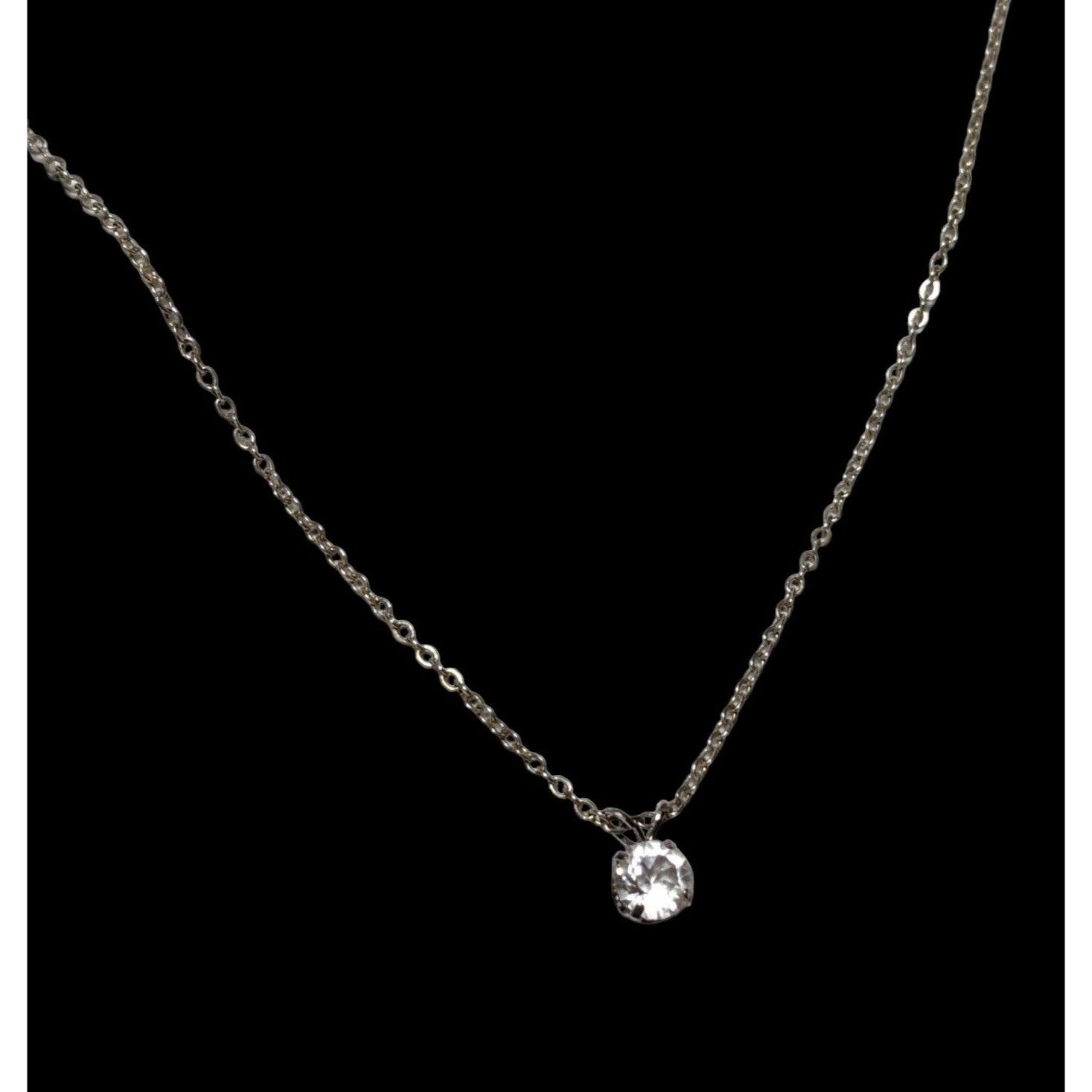 Other Silver Minimalist Clear Glass Stone Necklace Size ONE SIZE - 1 Thumbnail