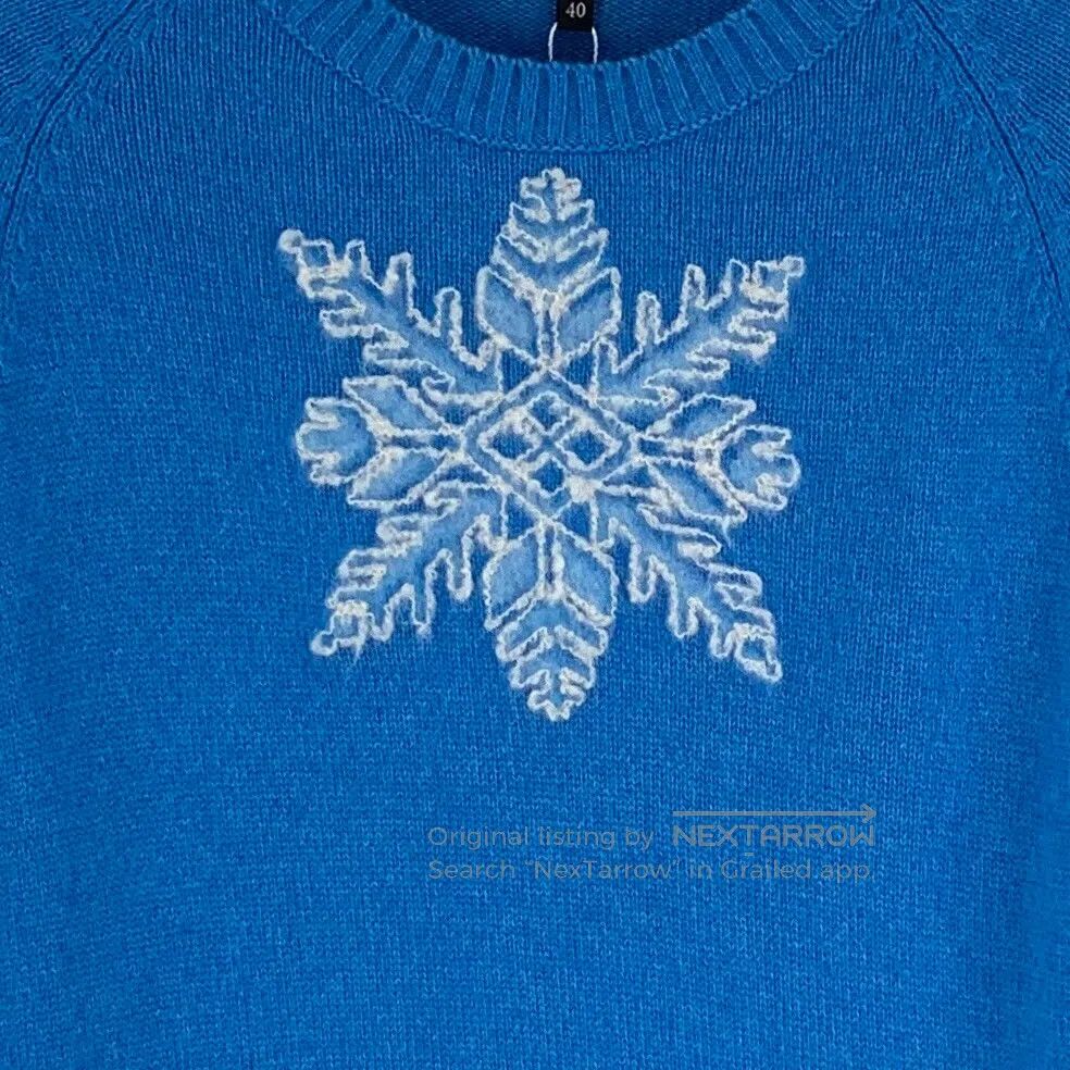 Loro Piana Loro Piana Blue snowflake intarsia cashmere round-neck lon Size US L / EU 52-54 / 3 - 4 Thumbnail