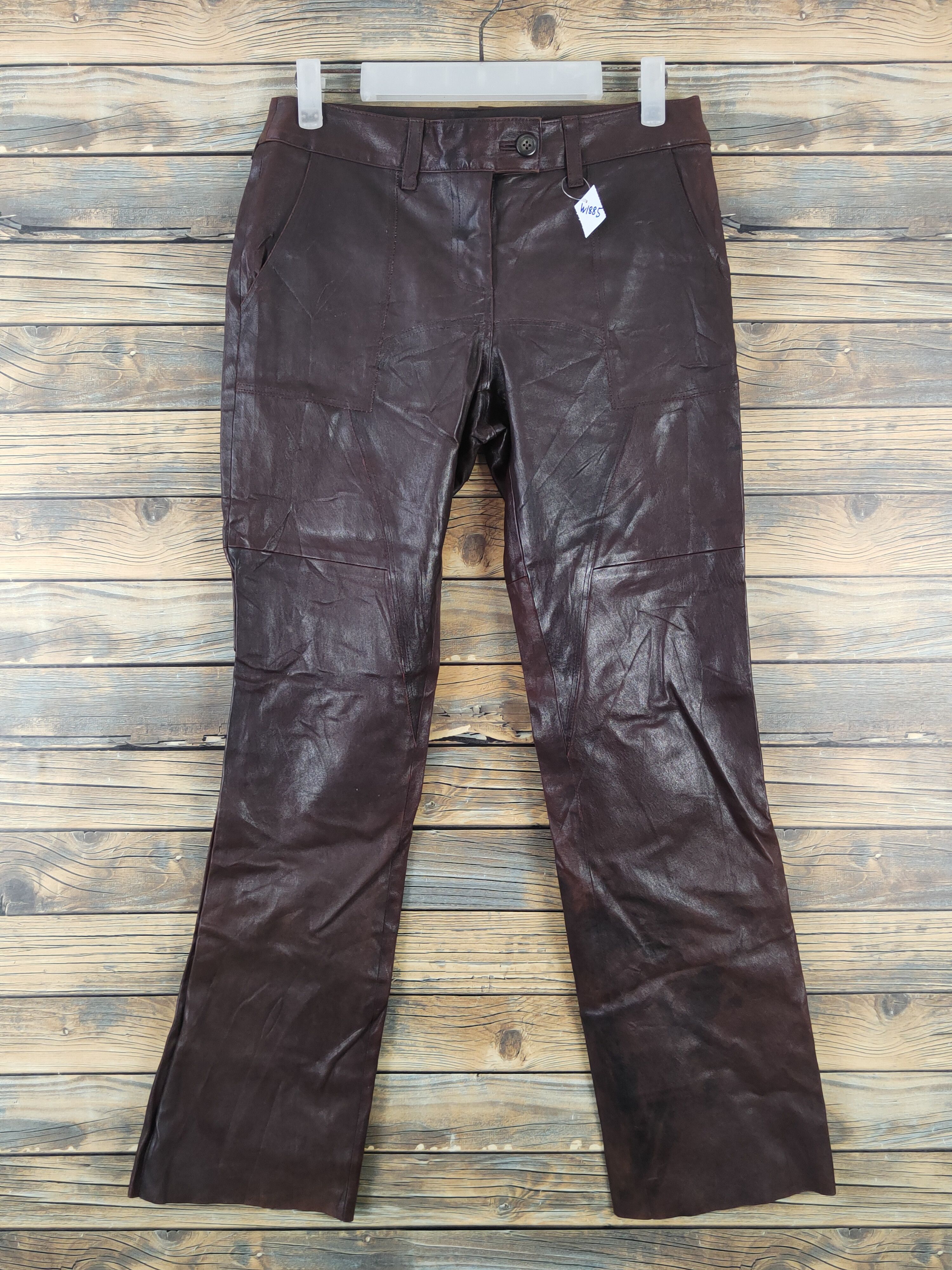 Leather DL Japan Vintage Dark Brown faded Leather lamb Pants #W1885 Size US 28 / EU 44 - 1 Thumbnail