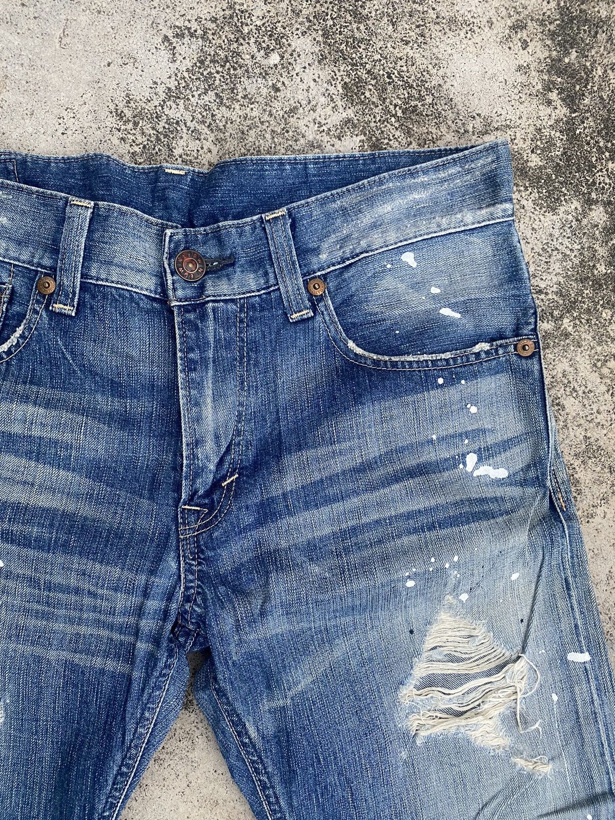 Edwin × Vintage Flare Jeans Edwin Blue Trip Distressed Painted Bootcut Size US 35 - 9 Thumbnail