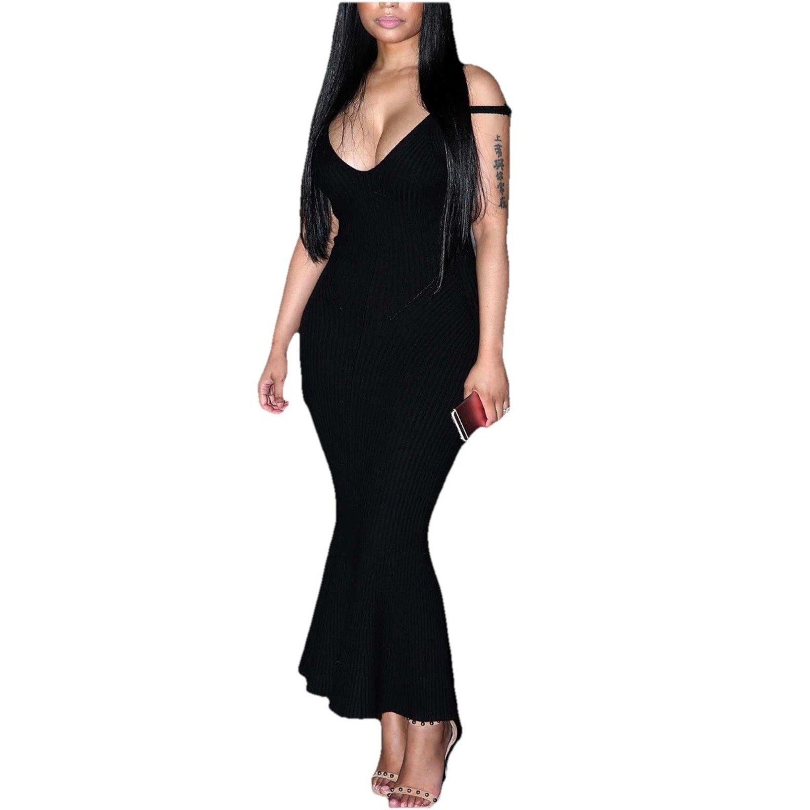& Other Stories NICKI MINAJ V-neck Spaghetti dress Black Size XXL A000660 Size XXL / US 16-18 / IT 52-54 - 1 Thumbnail