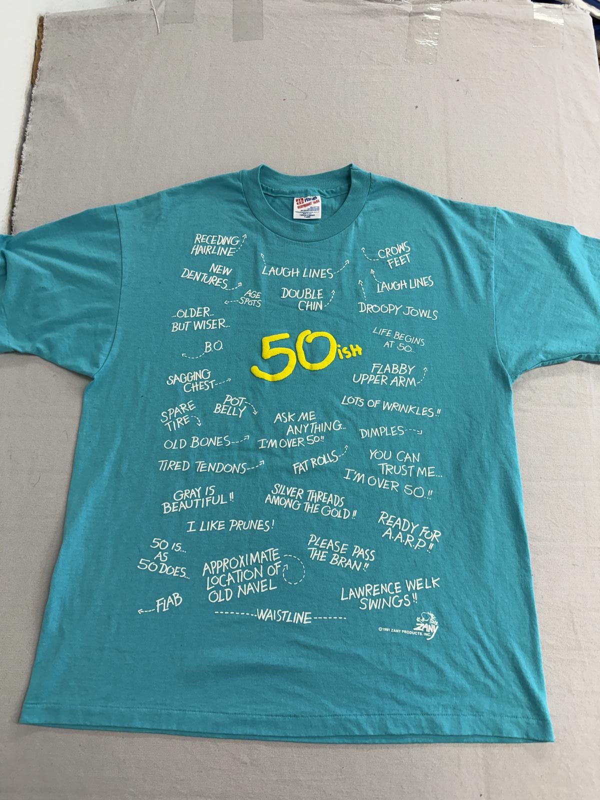 Hanes Vintage 50th Birthday Tshirt 1991 50ish Cliche Quotes Tee XL Size US XL / EU 56 / 4 - 1 Thumbnail