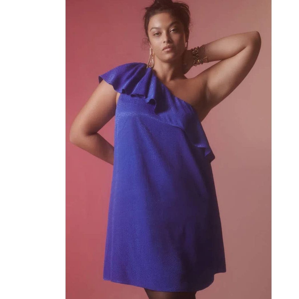 Anthropologie New Anthropologie Ruffled One-Shoulder Mini Dress $140 Sz 6 Size S / US 4 / IT 40 - 2 Thumbnail