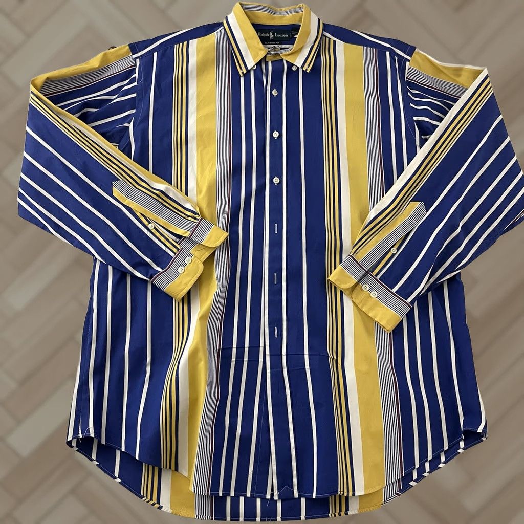 Polo Ralph Lauren VINTAGE Polo Ralph Lauren Striped Button-Up Shirt Mens XL Size US XL / EU 56 / 4 - 1 Thumbnail