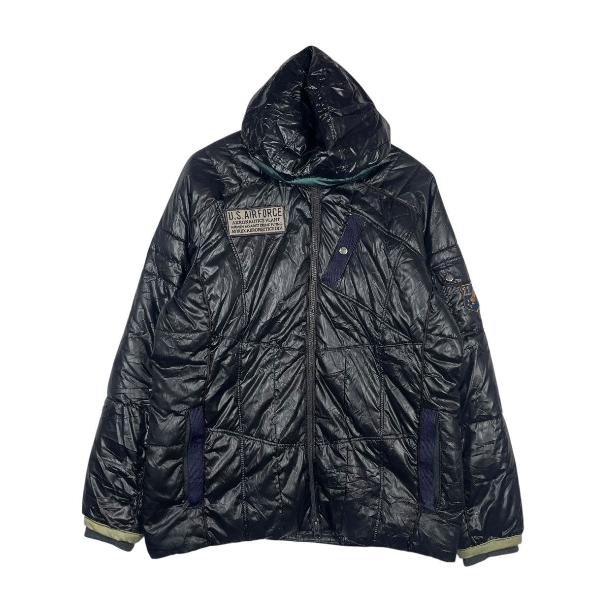 Avirex Avirex USAF Flight Jacket Hooded Puffer Military Patch Black Size US XL / EU 56 / 4 - 1 Thumbnail