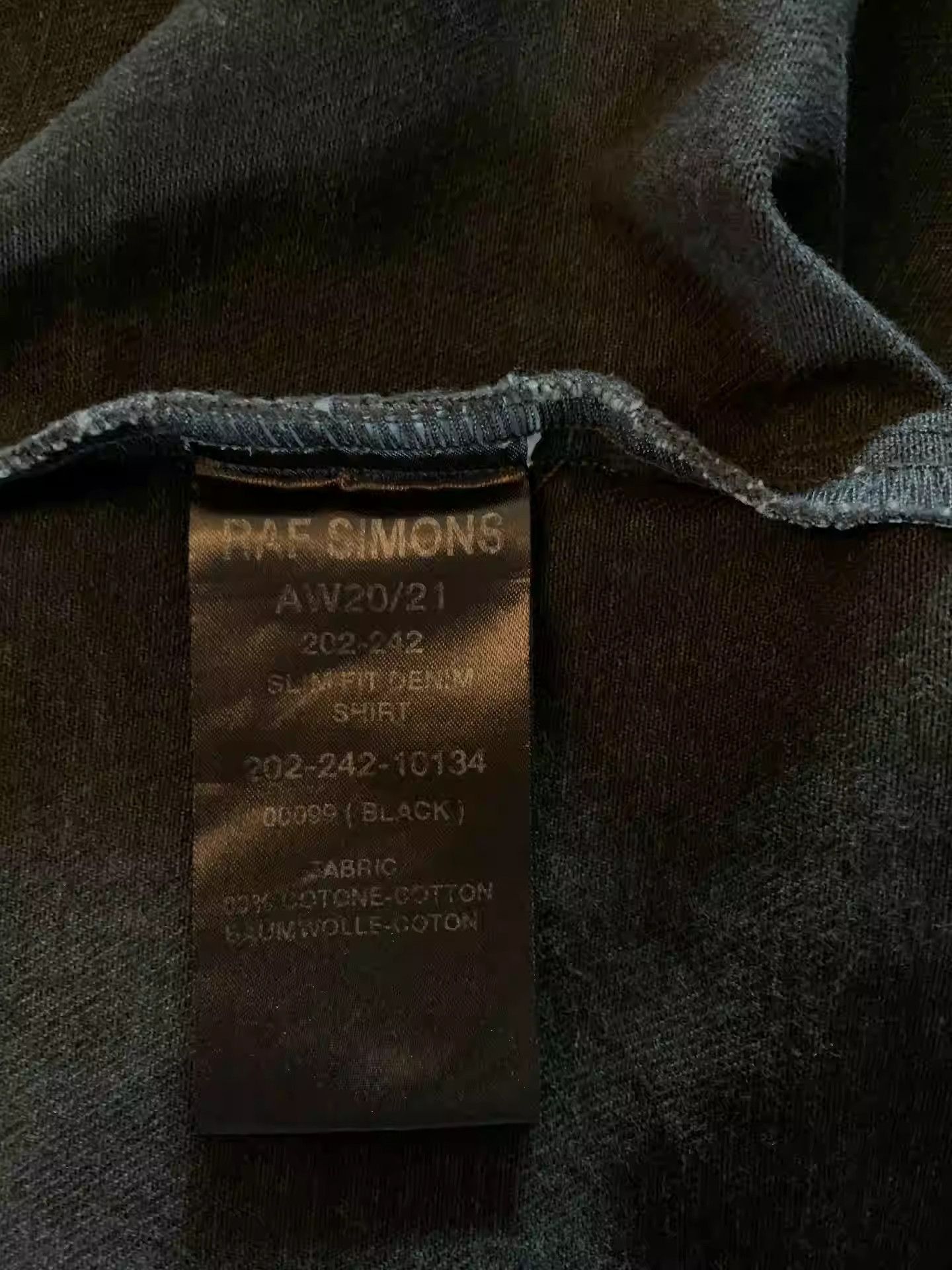 Raf Simons Raf simons 20AW white leather tag black denim jacket Size US L / EU 52-54 / 3 - 7 Thumbnail