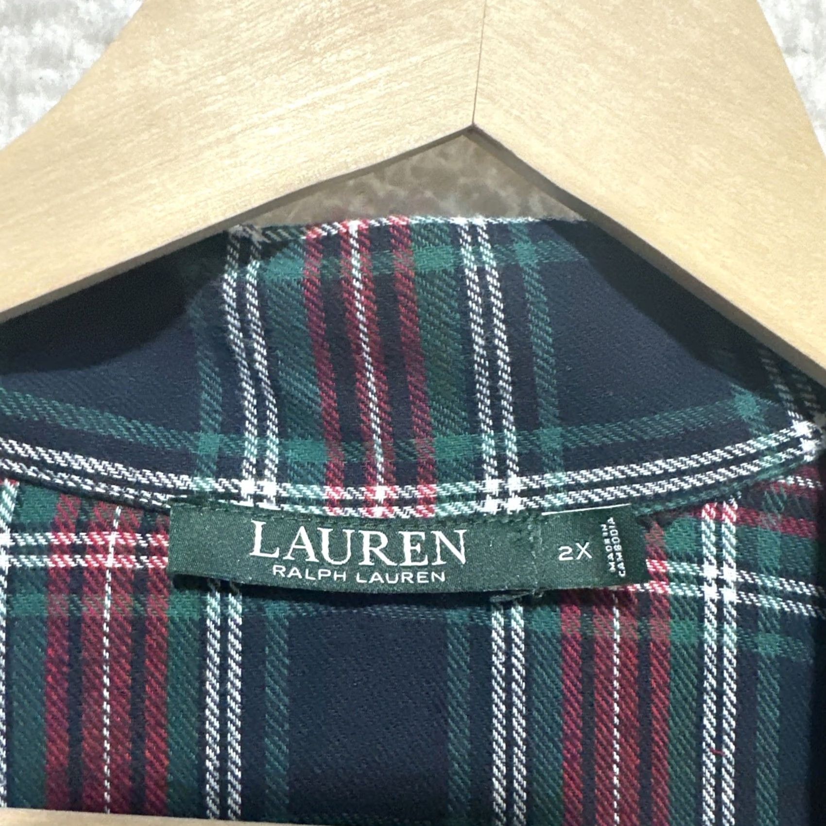 Ralph Lauren Lauren Ralph Lauren Women's Pajama Long Sleeve Shirt 2X Flannel Plaid NWT Size XXL / US 16-18 / IT 52-54 - 3 Thumbnail