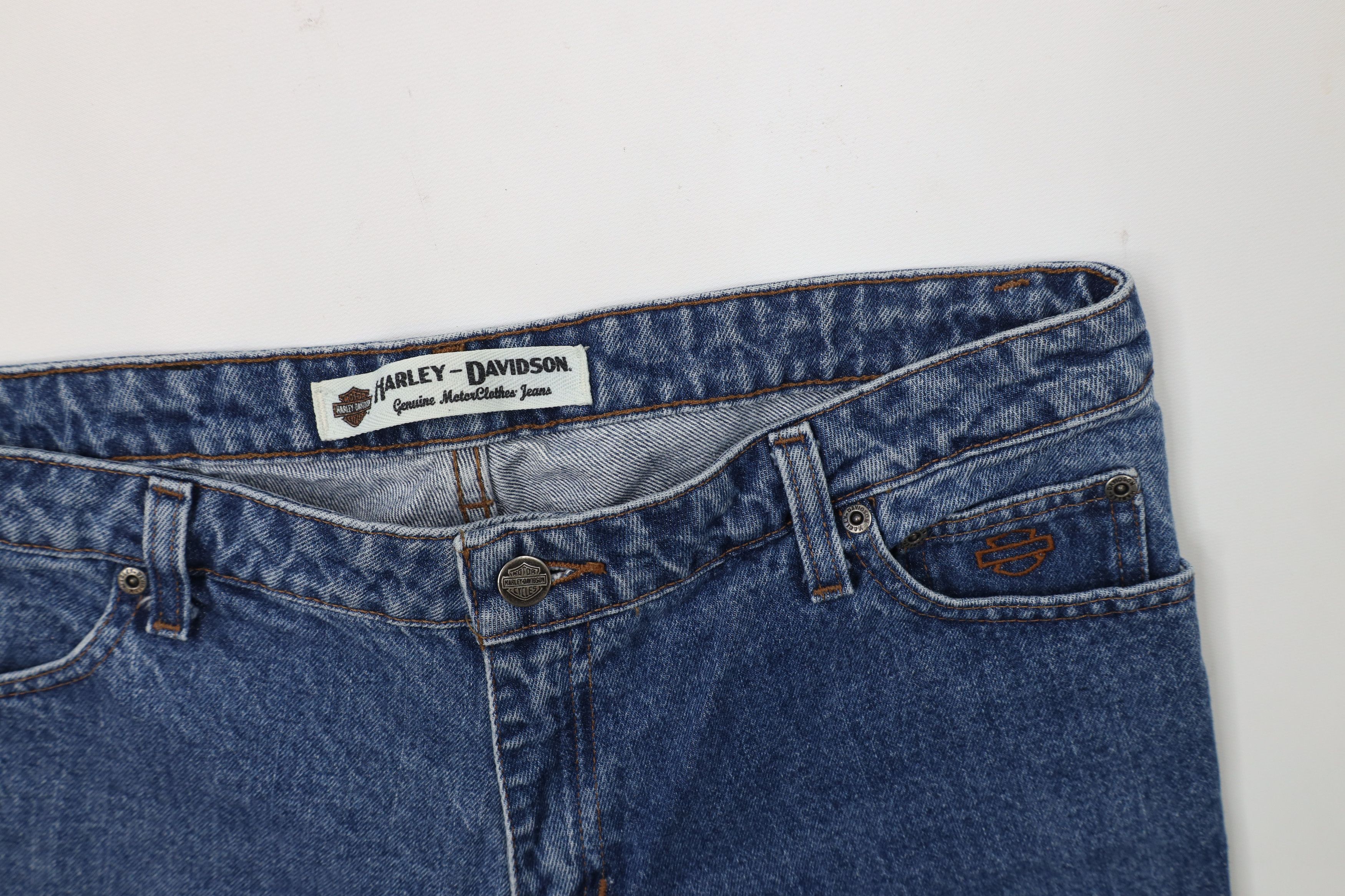 Harley Davidson × Vintage Vintage Harley Davidson Wide Leg Denim Jeans Blue Cotton Size 32" / US 10 / IT 46 - 7 Thumbnail