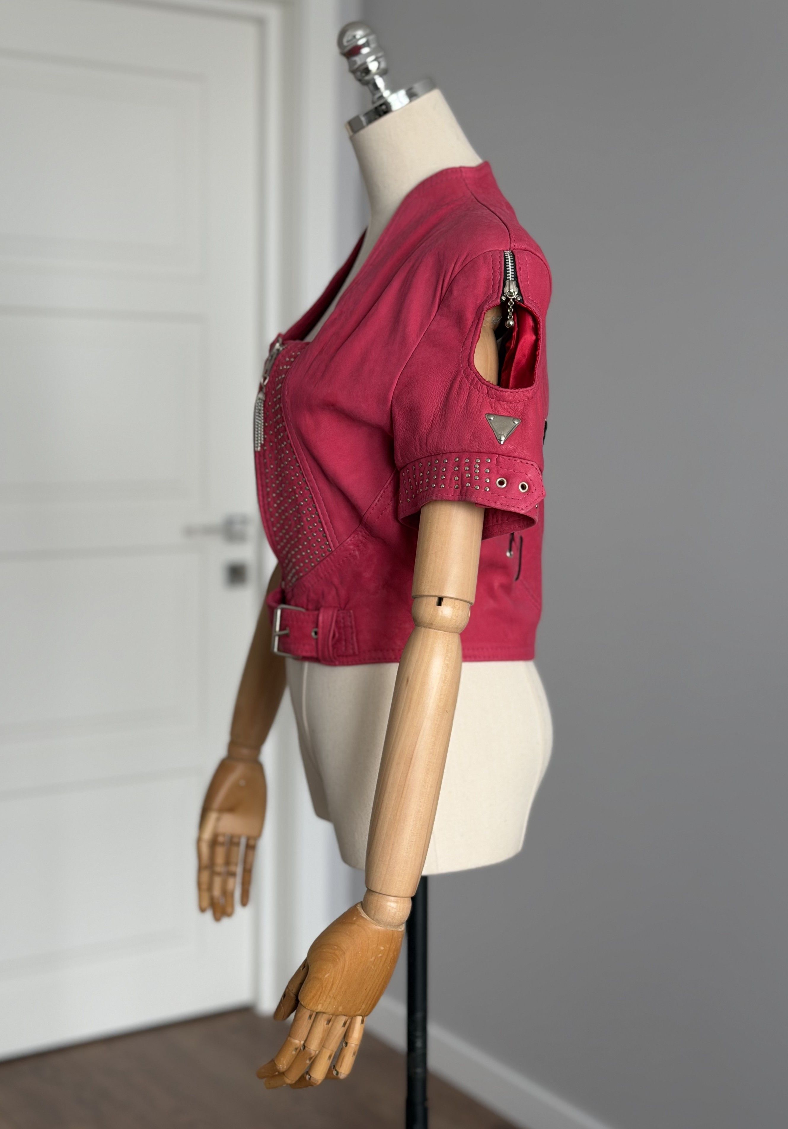 Other DECK HAND by WHITEBOYS Vintage Leather Pink Cropped Jacket Size M / US 6-8 / IT 42-44 - 3 Thumbnail
