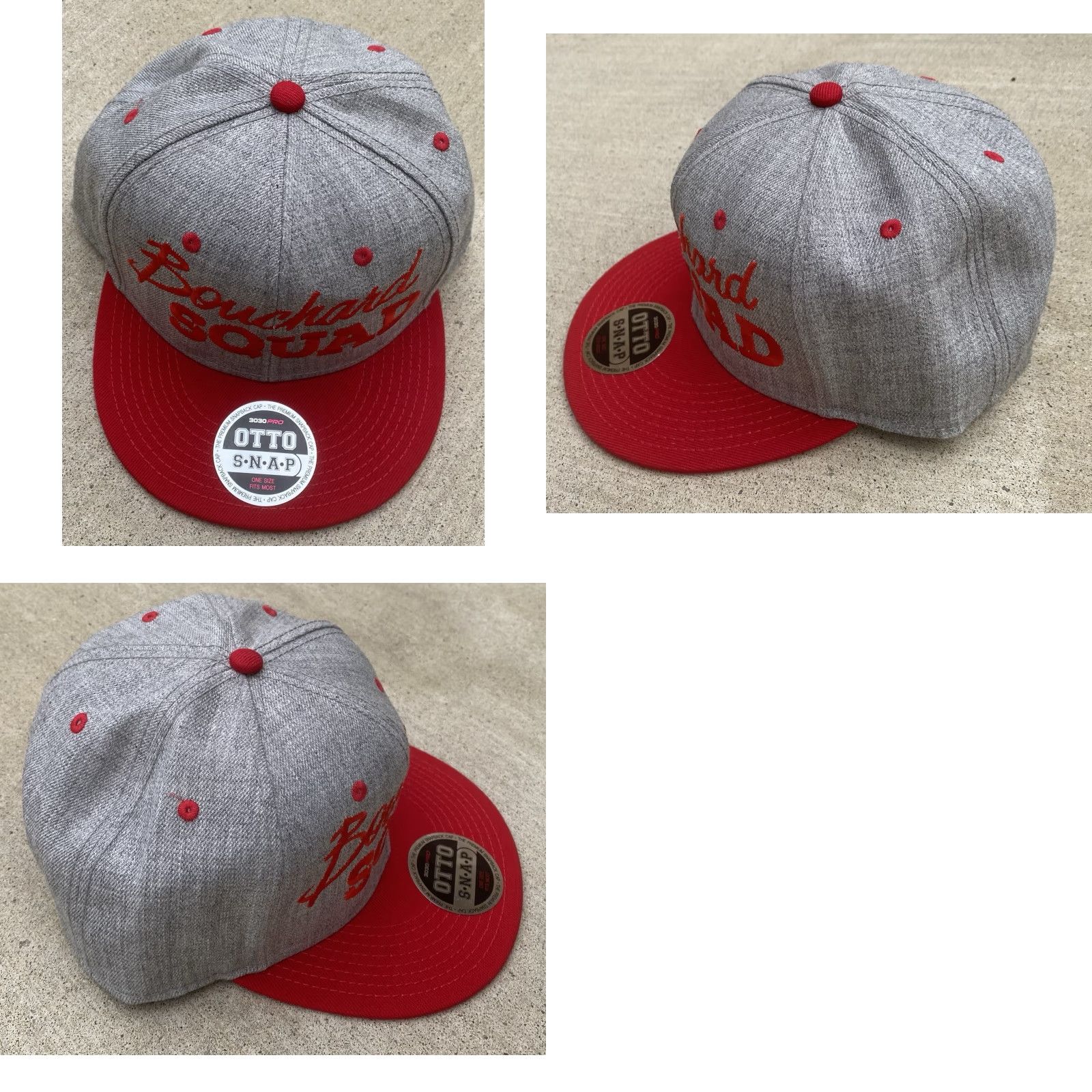 Vintage Bouchard Squad Embroidered Snapback Hat Gray Red Otto Cap Genie Bouchard Tennis Hat Size ONE SIZE - 10 Thumbnail