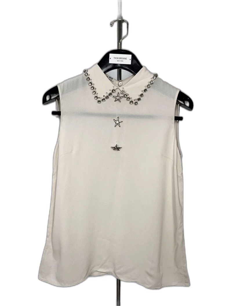 Miu Miu Miumiu Miu Miu Ocean Series Diamond Buckle White Sleeveless Vest Size US S / EU 44-46 / 1 - 1 Thumbnail