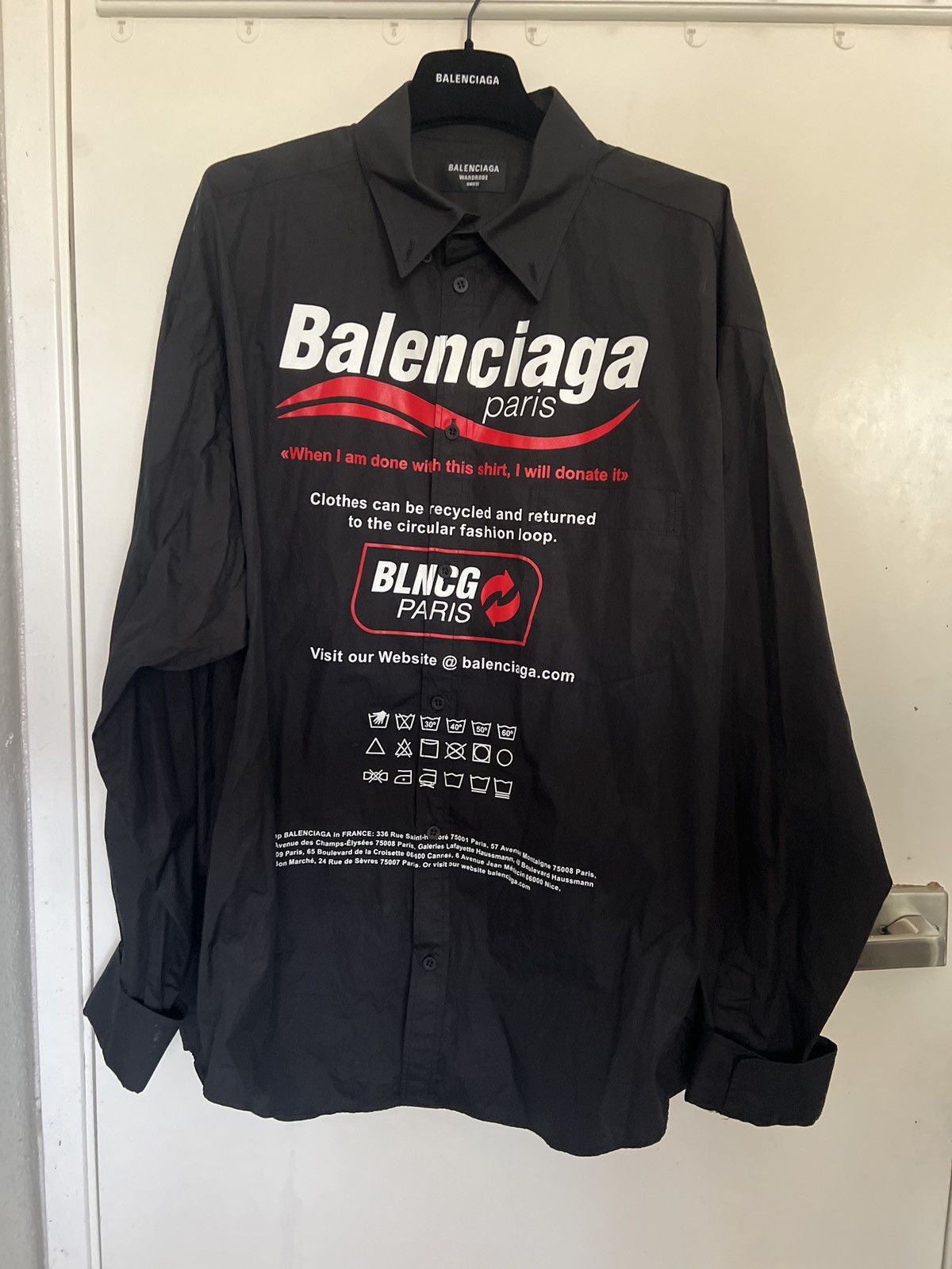 Balenciaga Balenciaga Dry Cleaning Button-Down Shirt In Black Size US S / EU 44-46 / 1 - 1 Thumbnail