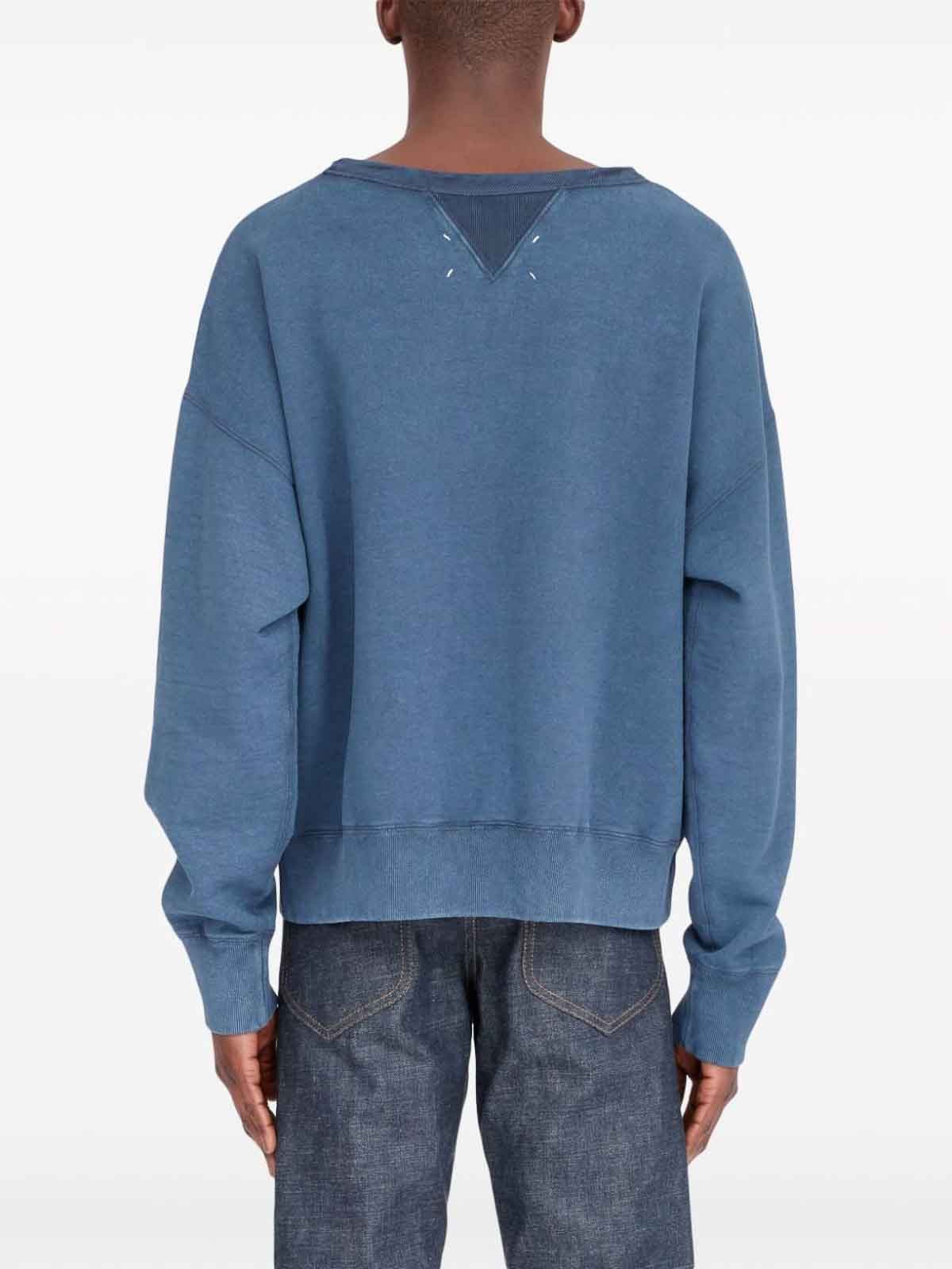 Maison Margiela o1y1124 Logo Cotton Sweatshirt & Hooded In Blue Size US L / EU 52-54 / 3 - 3 Thumbnail