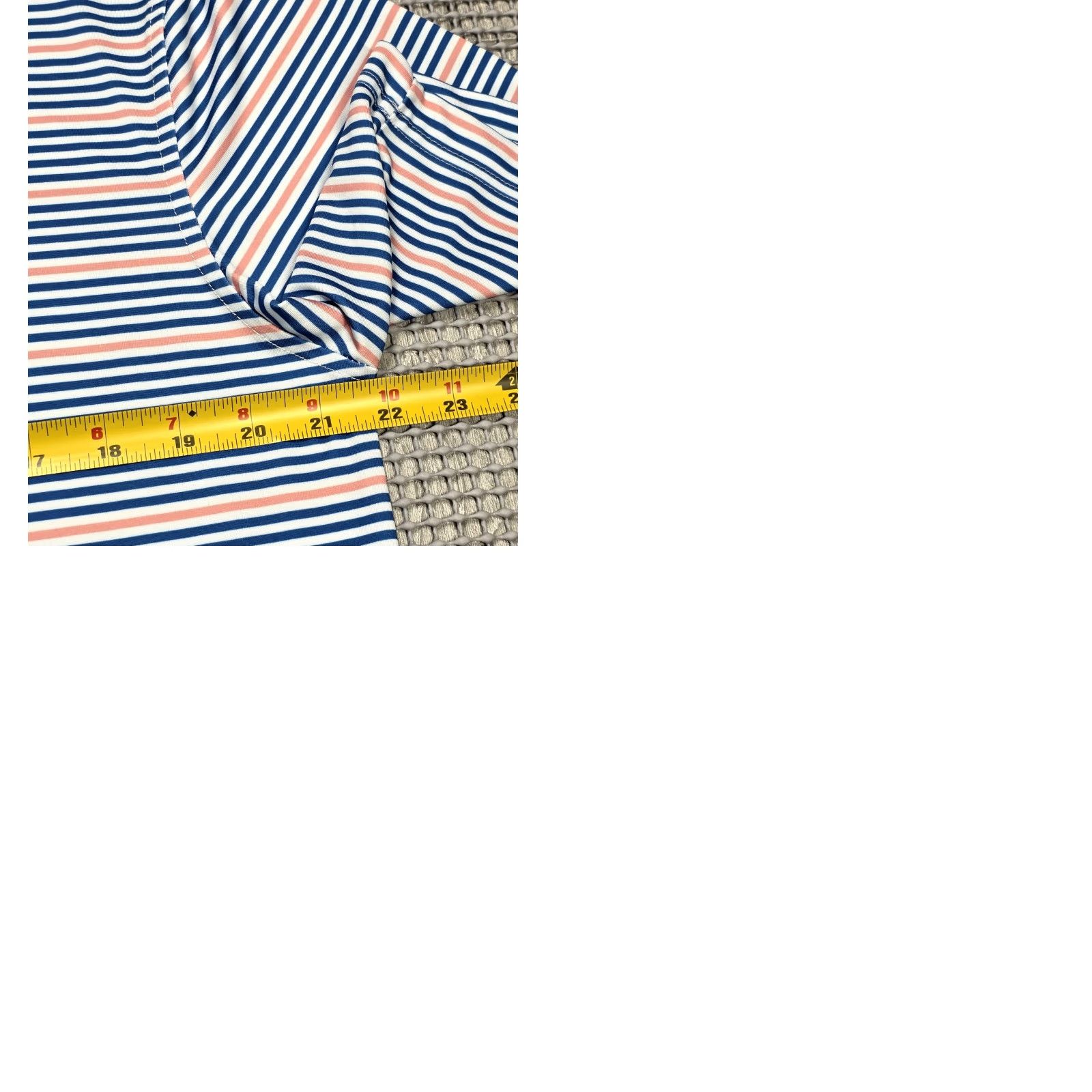Southern Proper Southern Proper Polo Shirt Mens M Blue Multi Stripe Performance Moisture Wicking Lightweight Short Sleeve Button Logo Size US M / EU 48-50 / 2 - 9 Thumbnail