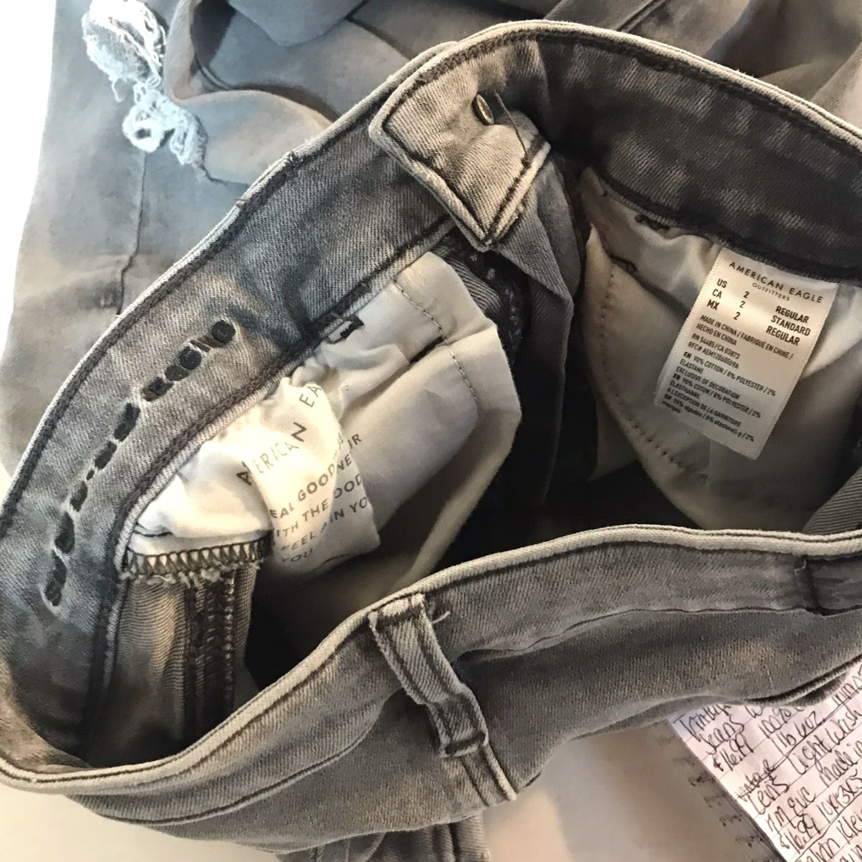 American Eagle Outfitters American Eagle Super Hi-Rise Jegging Distressed Juniors Size 2 Gray Denim Size 26" / US 2 / IT 38 - 5 Thumbnail