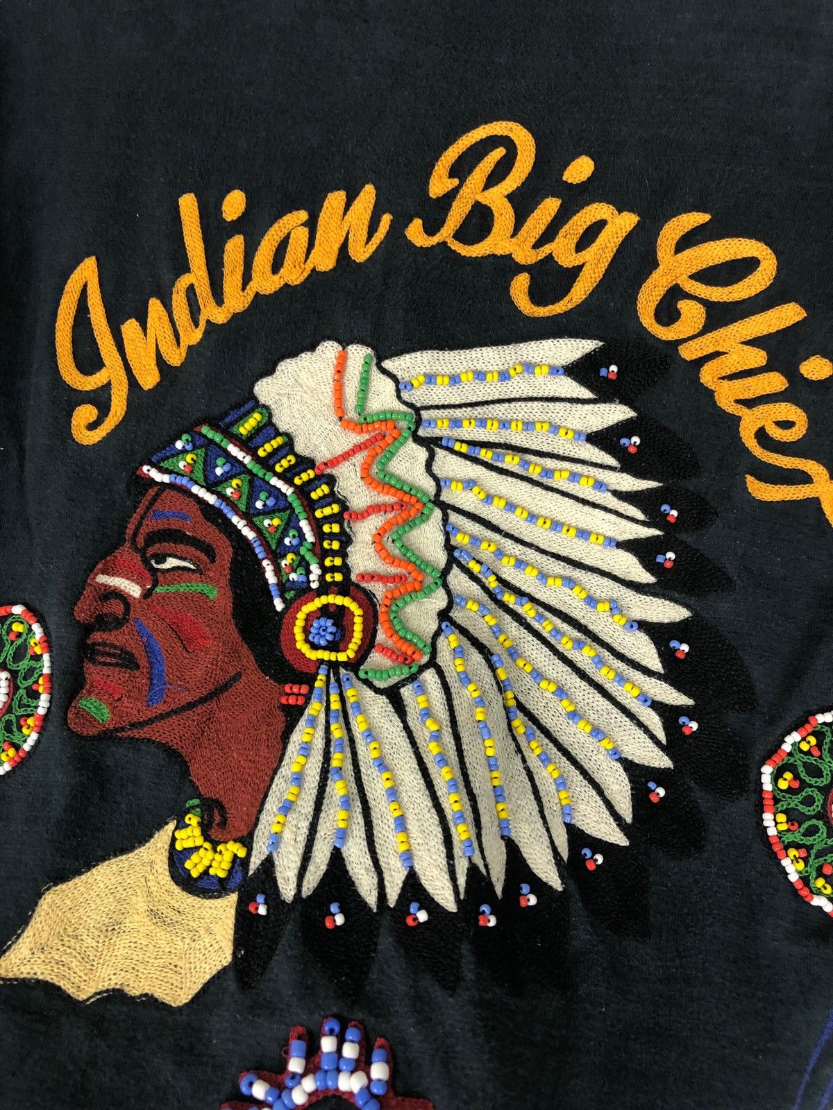 Indian Motorcycle × Toyo Enterprises Indian Big Chief Beaded Native Logo Longsleeve T Shirt Size US M / EU 48-50 / 2 - 6 Thumbnail