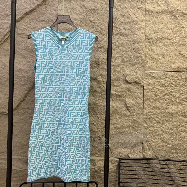 Fendi Fendi Slim Twist Double F Blue Knit Dress Size XS / US 0-2 / IT 36-38 - 1 Thumbnail