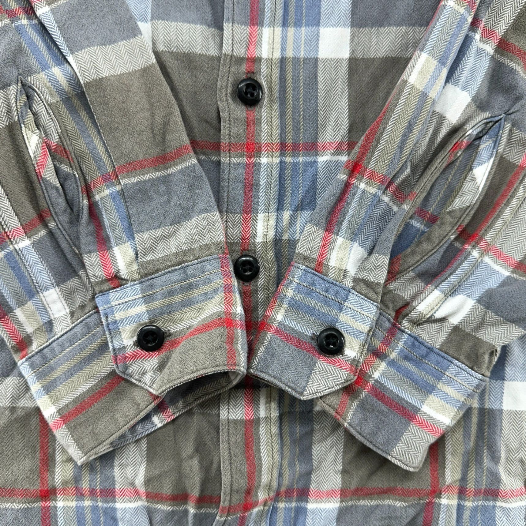 J.Crew VINTAGE J.CREW Shirt Mens L Grey Red Button Up Long Sleeve Plaid Flannel Cotton Size US L / EU 52-54 / 3 - 3 Thumbnail