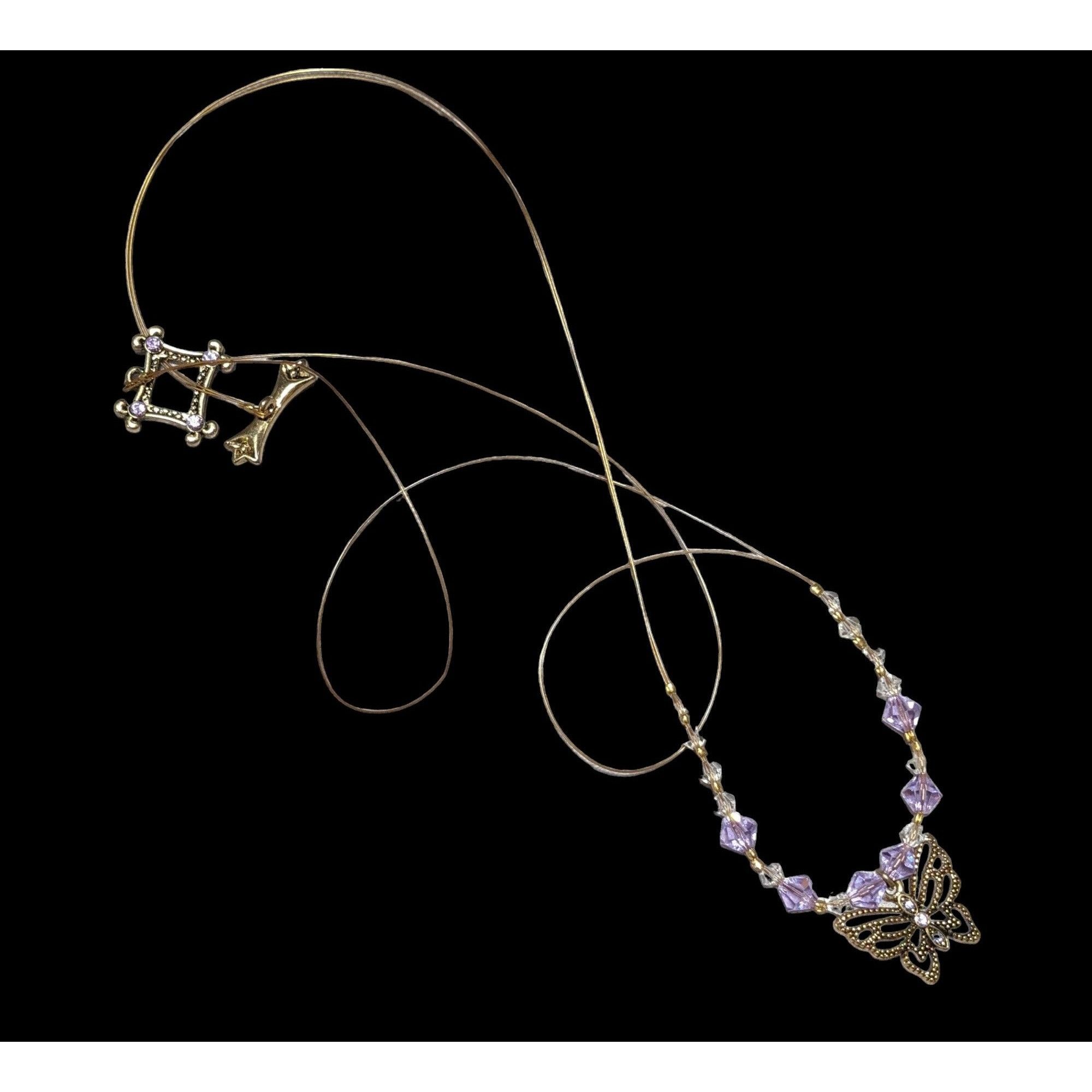 Other Handmade Purple Butterfly Crystal Necklace Size ONE SIZE - 1 Thumbnail
