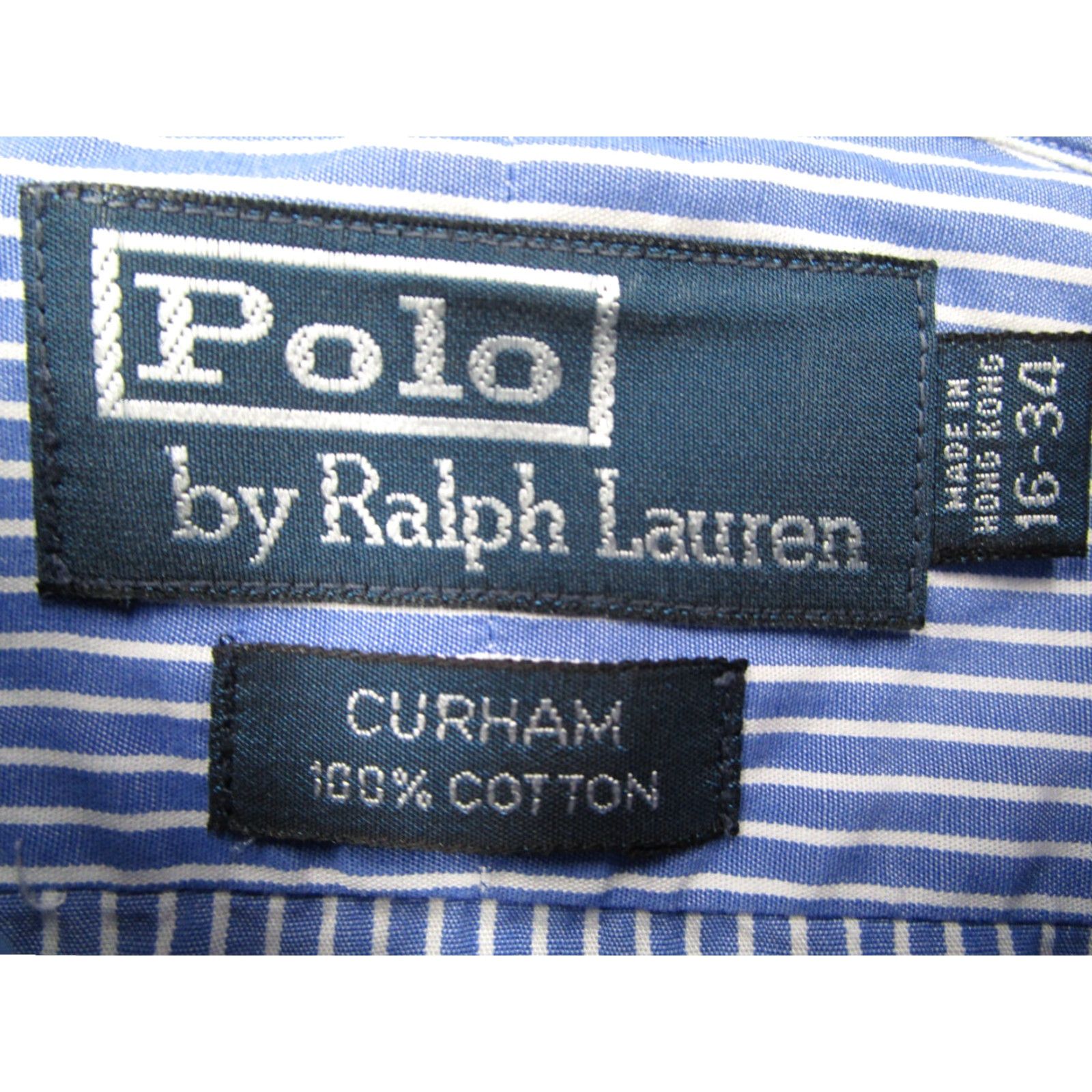 Polo Ralph Lauren VINTAGE Polo Ralph Lauren Shirt Mens 16 34 Blue Striped Curham Made in Hong Kong Size US S / EU 44-46 / 1 - 3 Thumbnail
