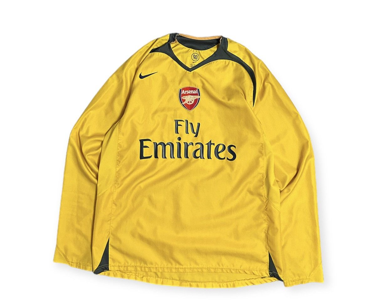 image of Vintage Nike Arsenal Thirrry Henry 06/07 Longsleeve Jersey in Yellow, Men's (Size XL)