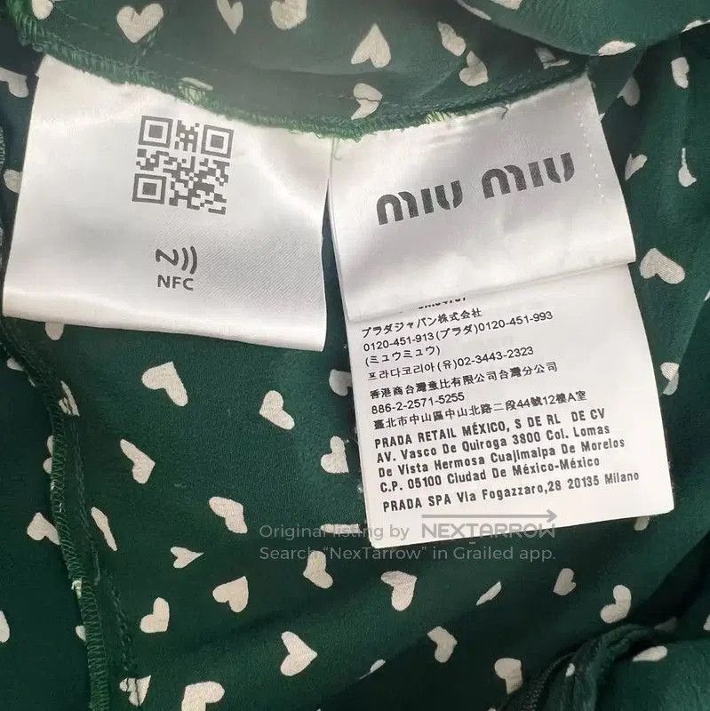 Miu Miu Miu Miu Green Silk Dress with White Collar . Size M / US 6-8 / IT 42-44 - 6 Thumbnail